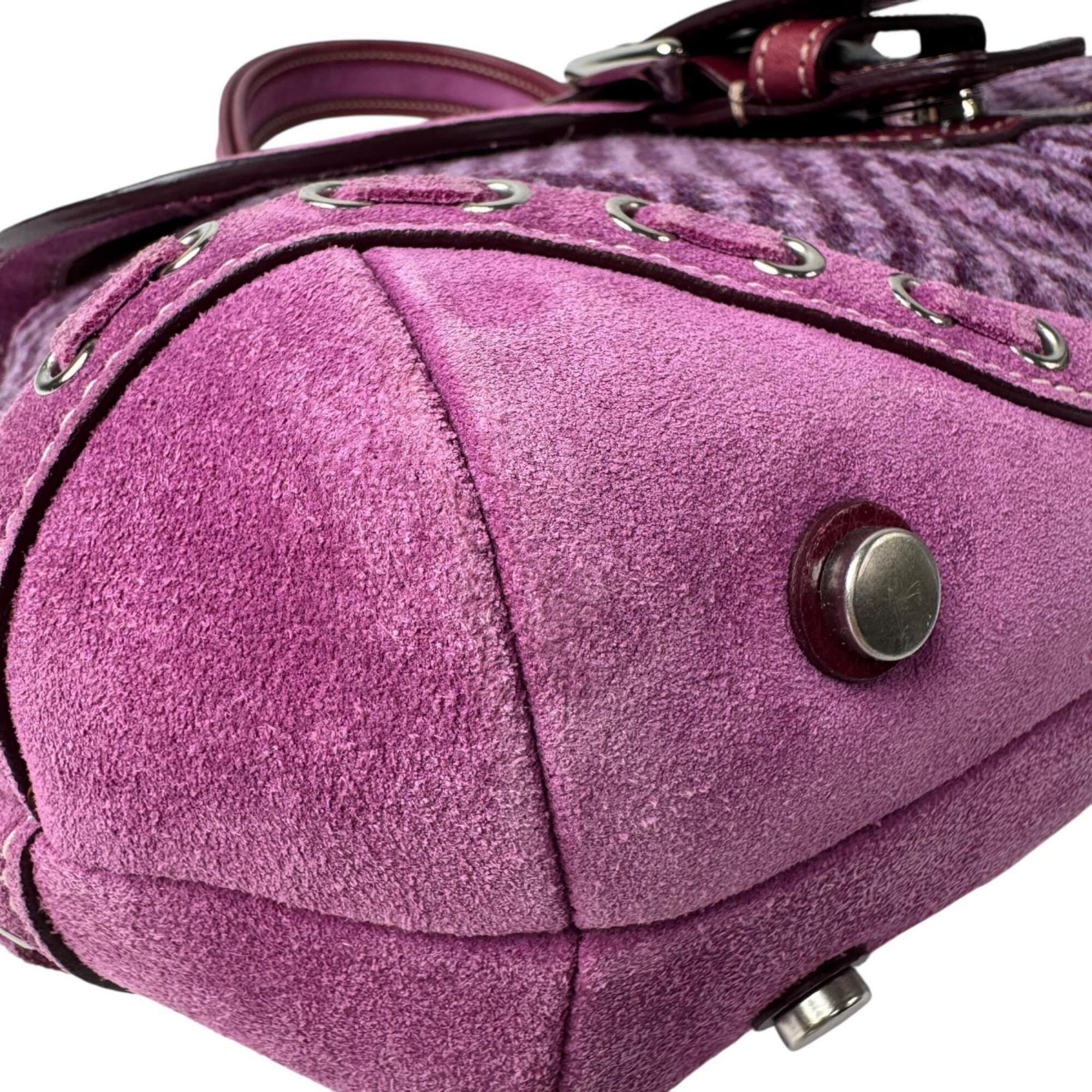 Coach Purple Suede Wool Jacquard Patent Leather Handbag (Pre-Owned)