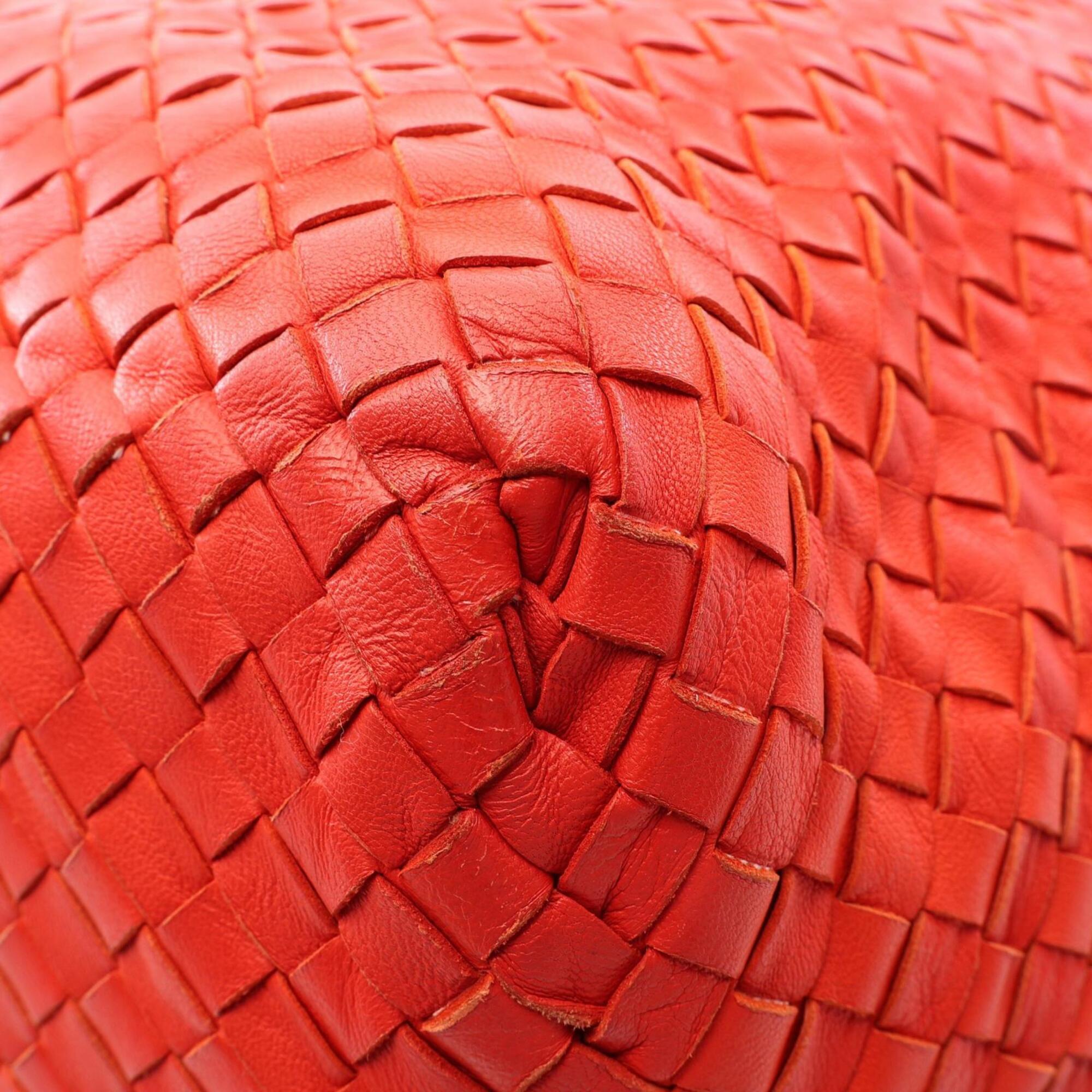 Bottega Veneta Red Color Leather Handbag Tote Bag (Pre-Owned)