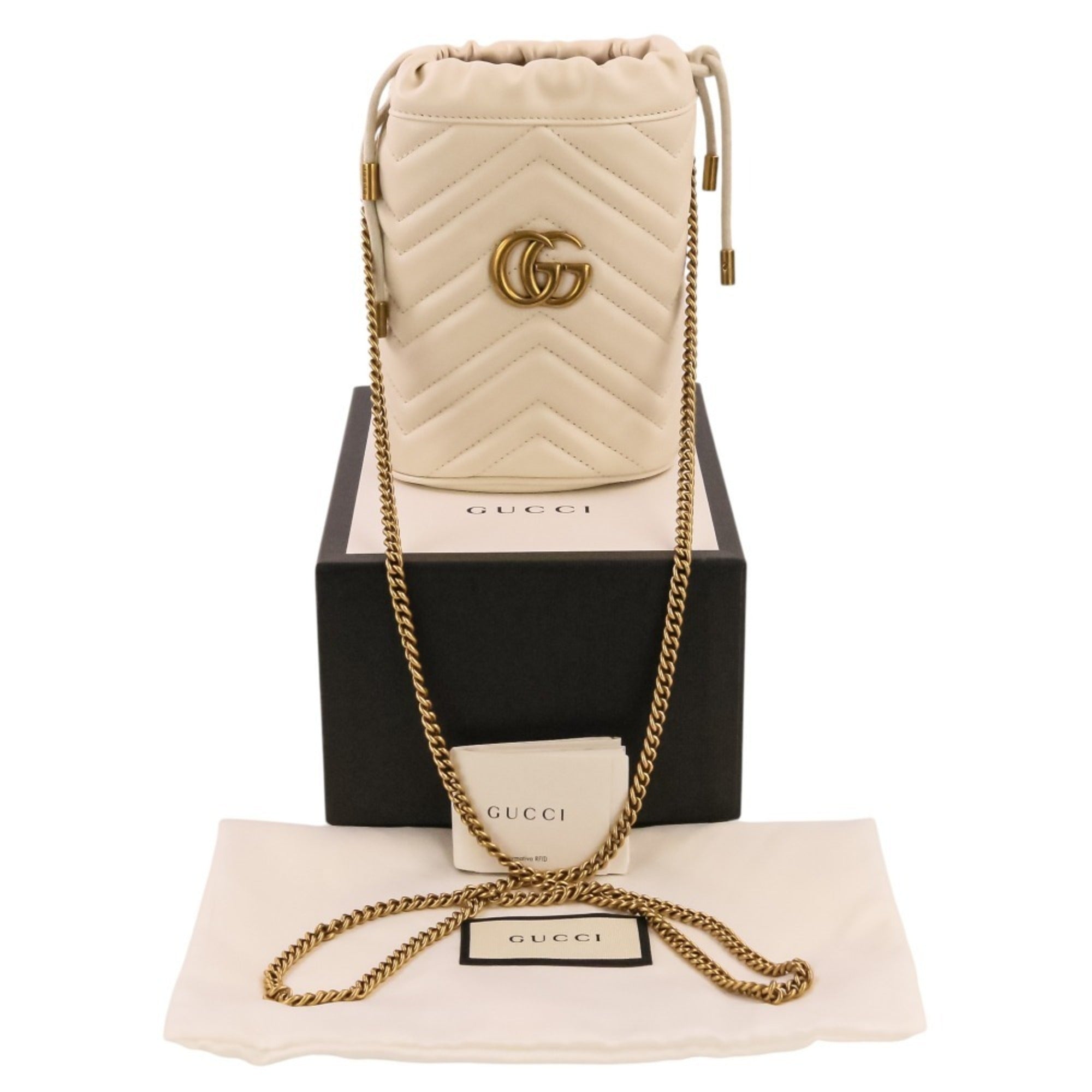 Gucci Gg Marmont Ivory Leather Shoulder Bag (Pre-Owned)