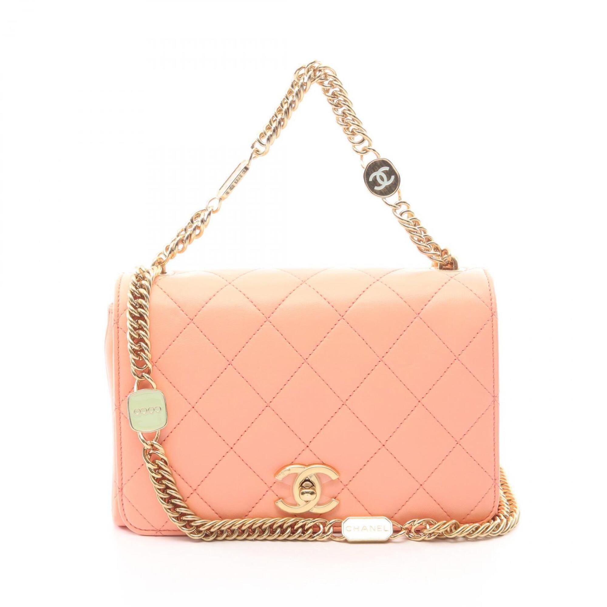 Chanel Orange Leather Handbag Shoulder Bag (Pre-Owned)