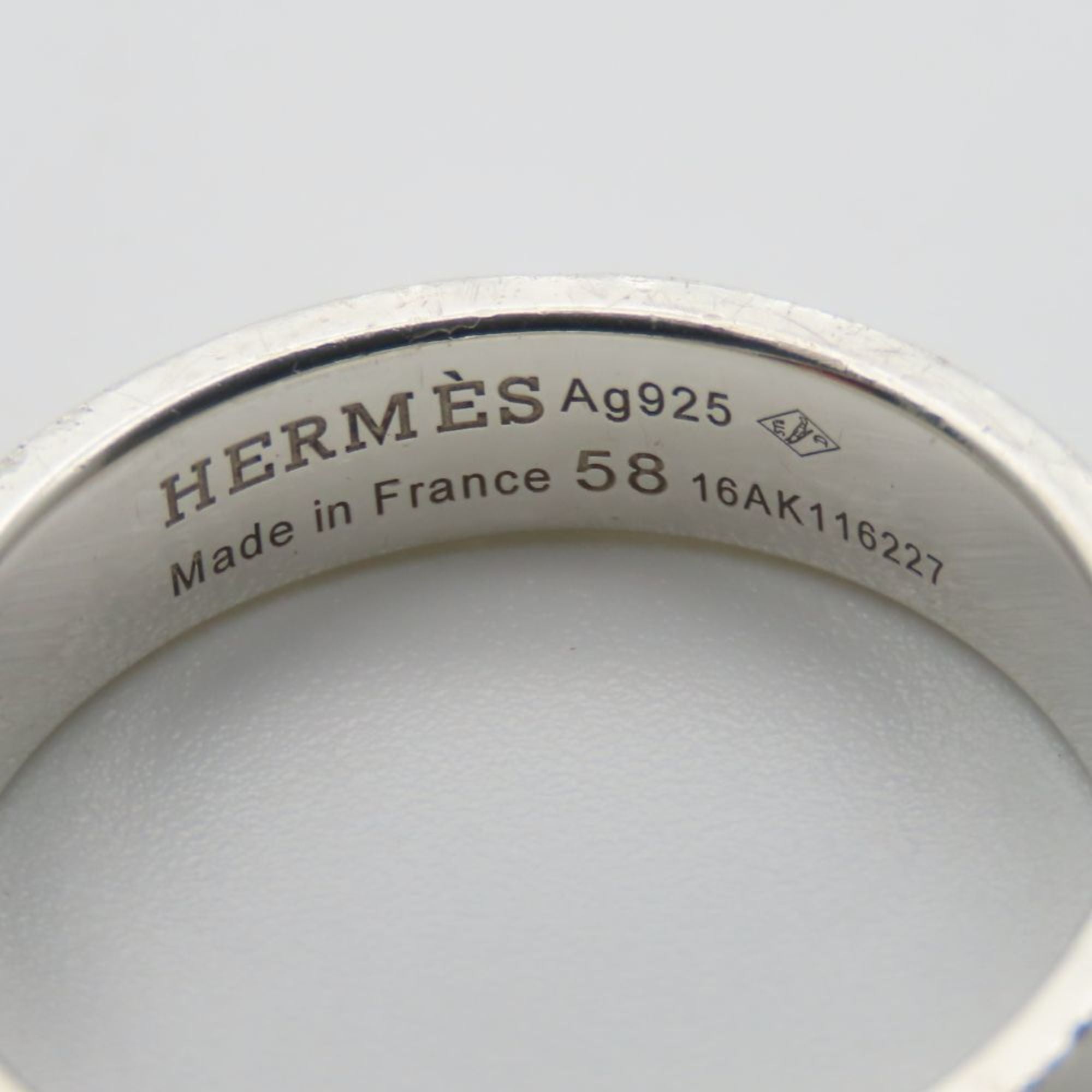 Hermes Silver Silver 925 Band Ring (Pre-Owned)