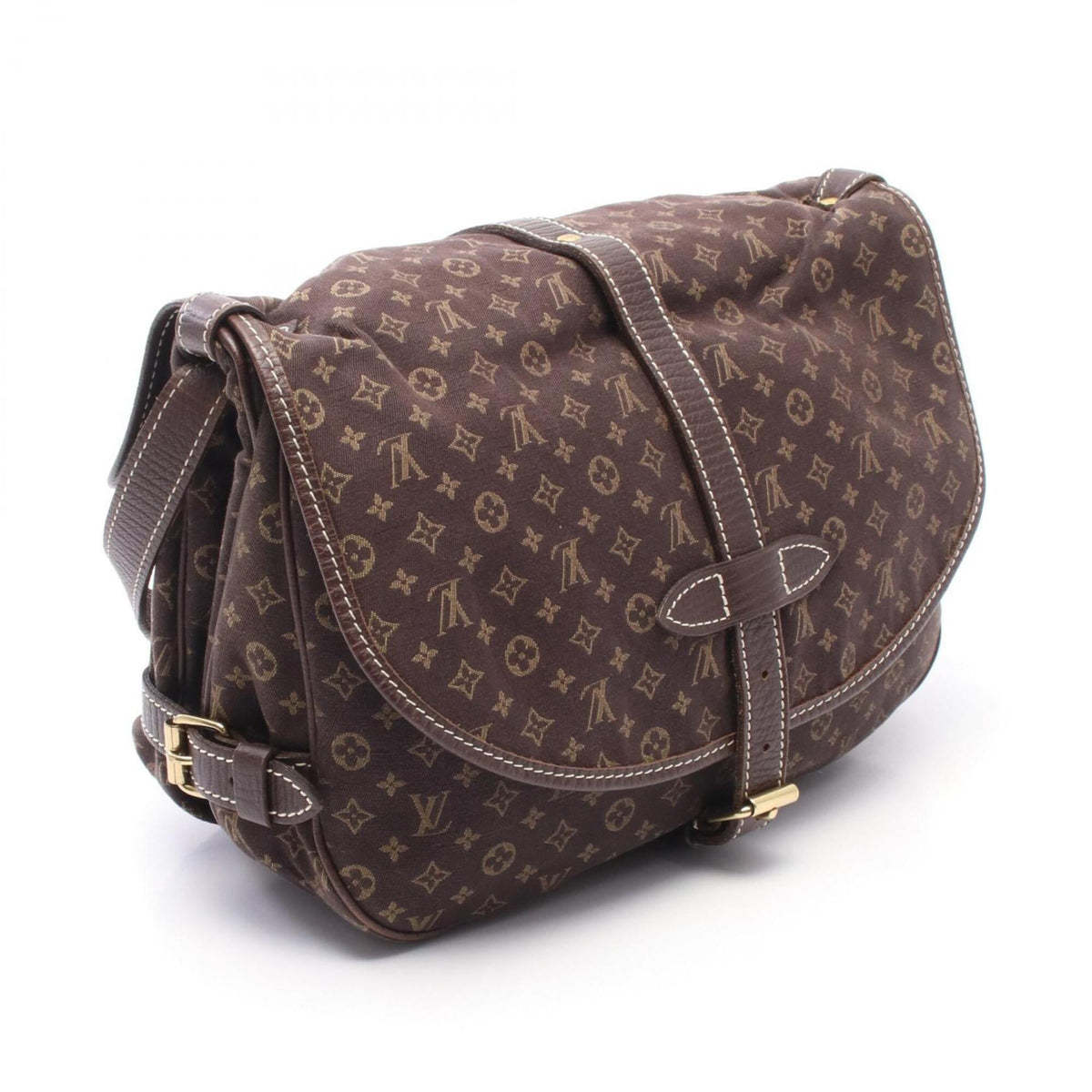 Louis Vuitton Brown Canvas Leather Handbag Shoulder Bag (Pre-Owned)