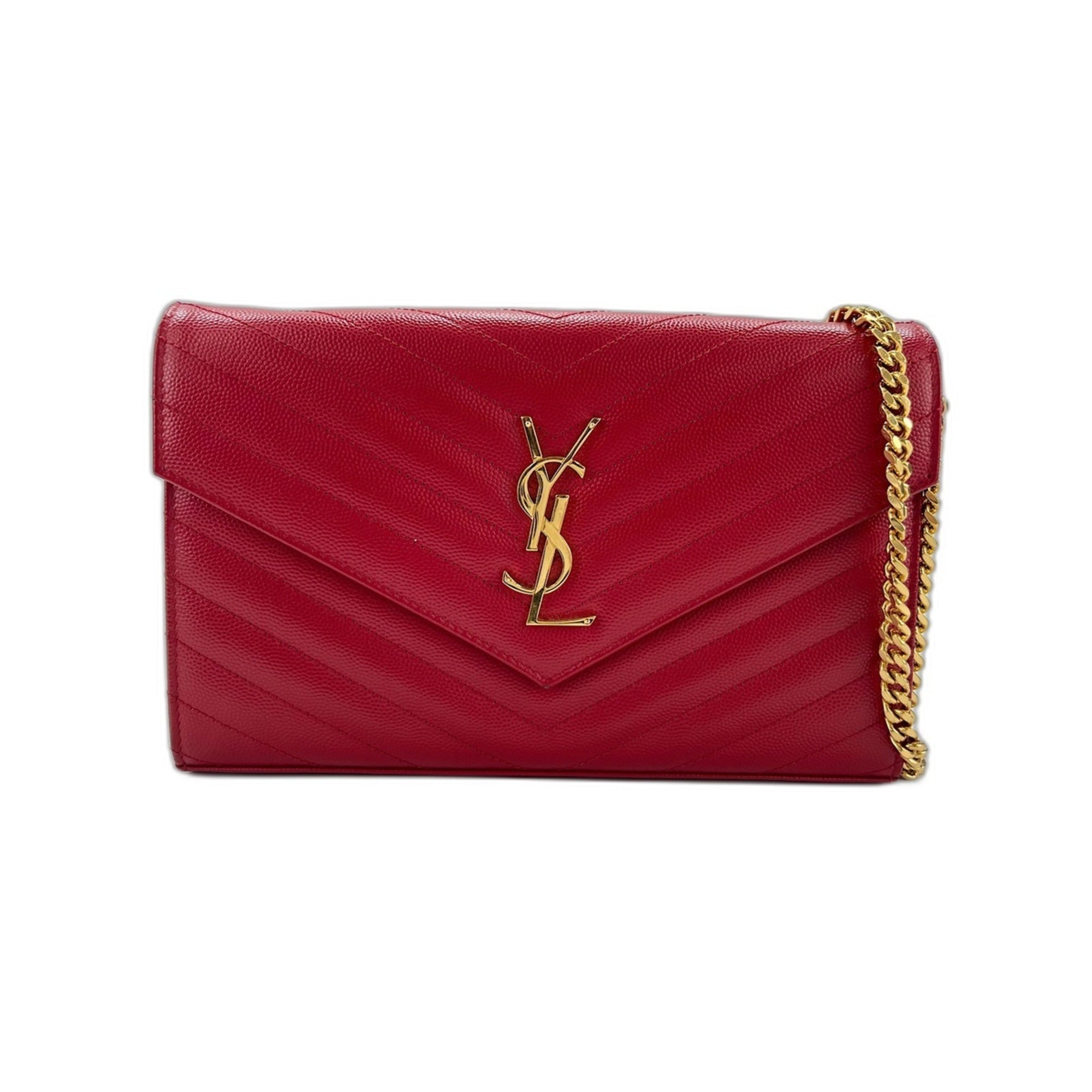 Yves Saint Laurent Cassandre Red Color Shoulder Bag (Pre-Owned)