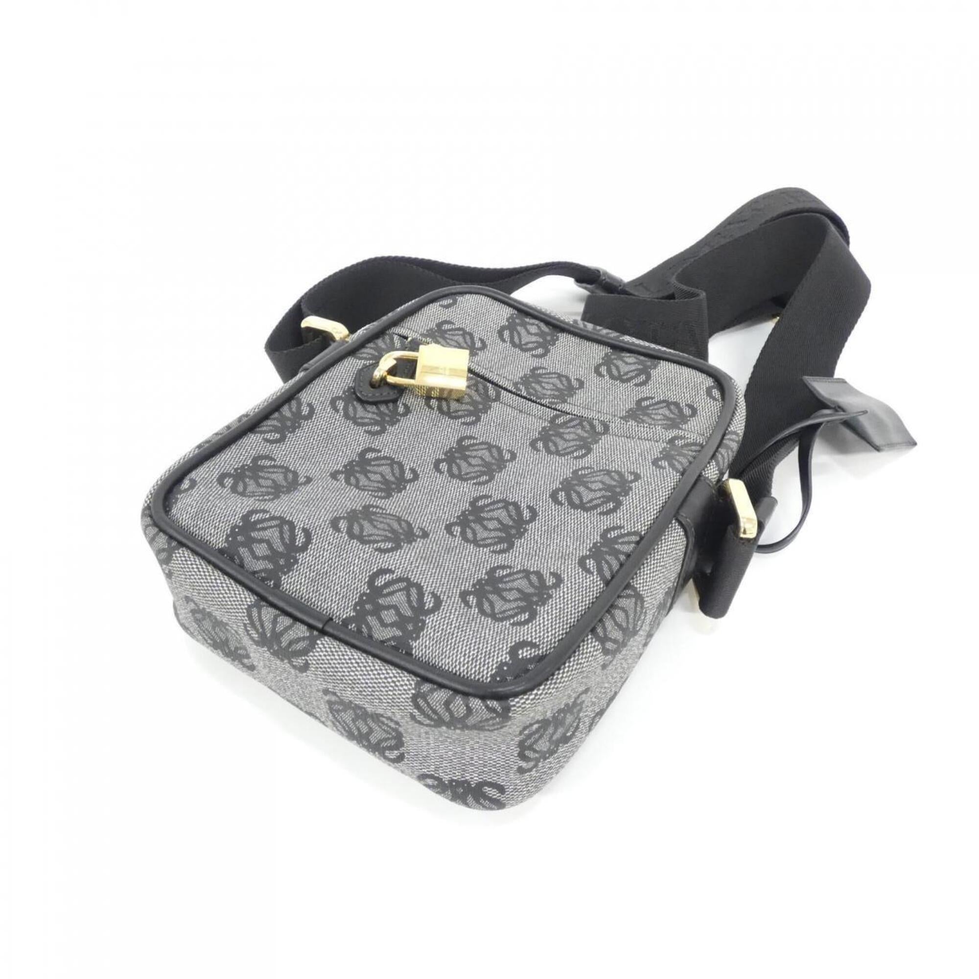 Loewe Black Gray Coated Canvas Shoulder Bag (Pre-Owned)