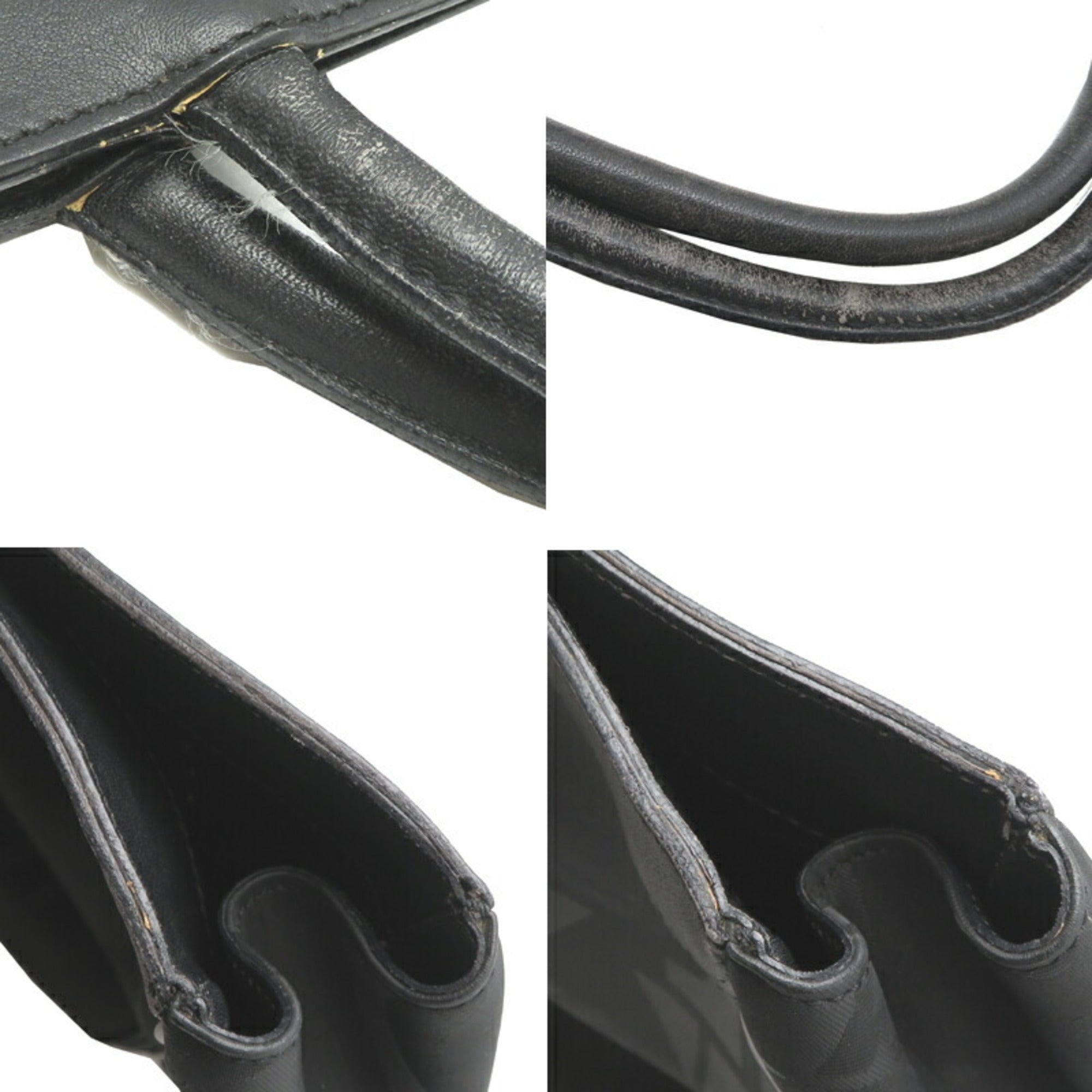 Salvatore Ferragamo Black Leather Canvas Tote Bag (Pre-Owned)
