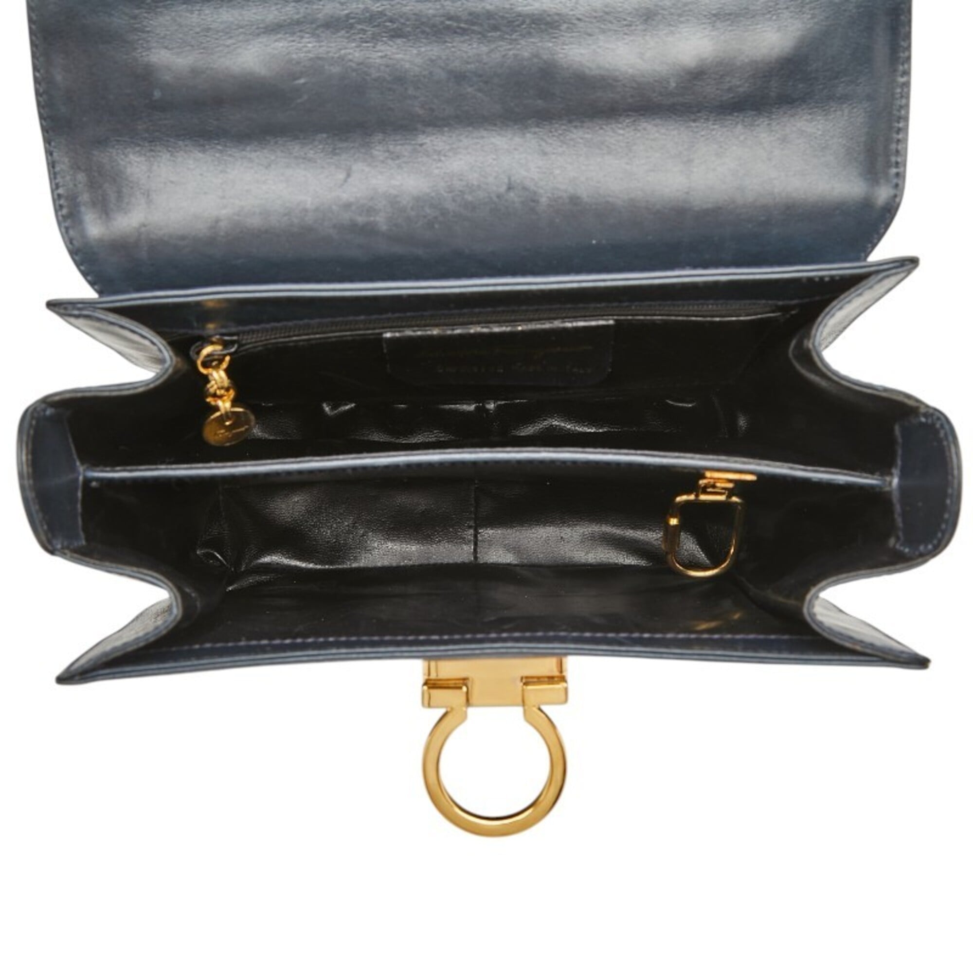 Salvatore Ferragamo Navy Leather Handbag Shoulder Bag (Pre-Owned)