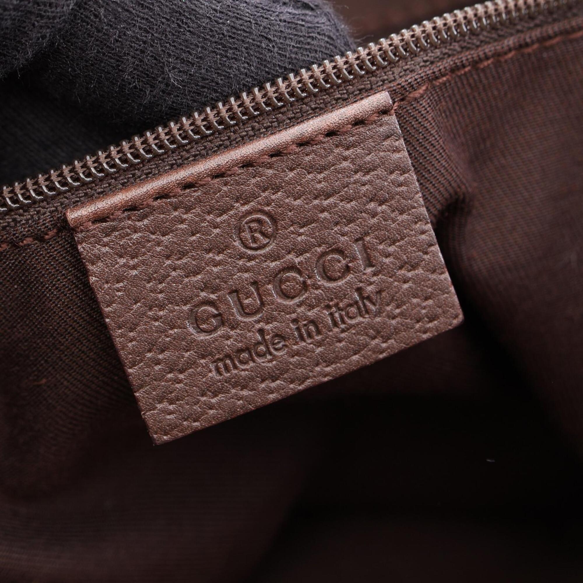 Gucci Beige Brown Gg Canvas Leather Handbag Tote Bag (Pre-Owned)