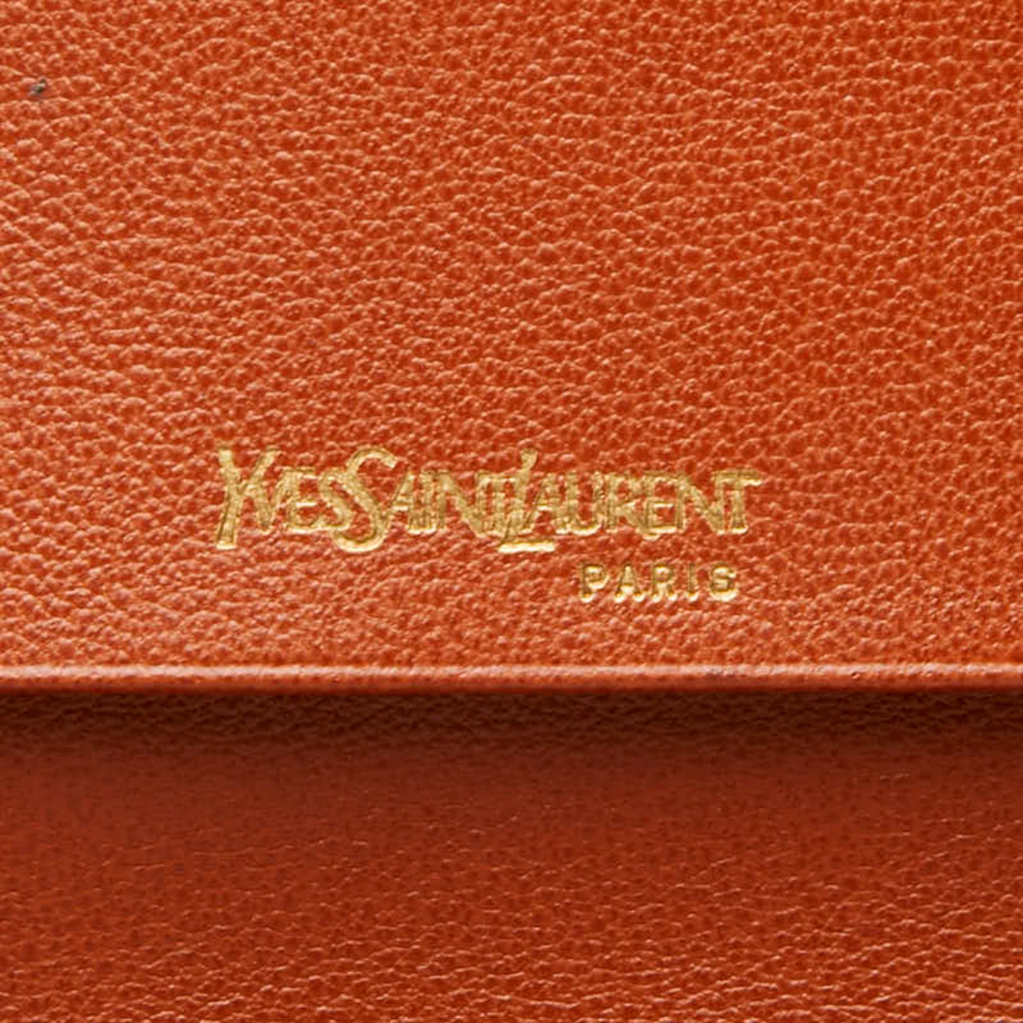 Saint Laurent Brown Leather Long Wallet (Bi-Fold) (Pre-Owned)