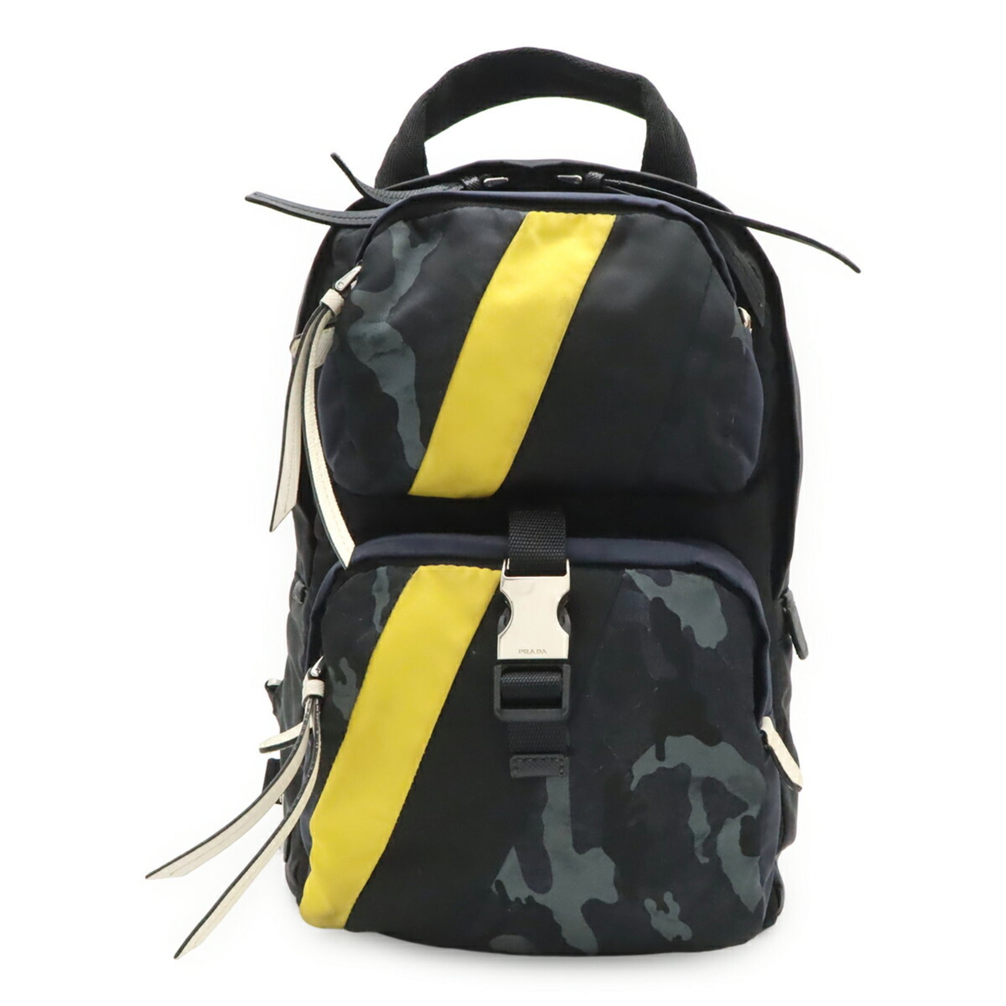 Prada Black Multi-Color Nero Yellow Nylon Leather Shoulder Bag Sling Bag (Pre-Owned)