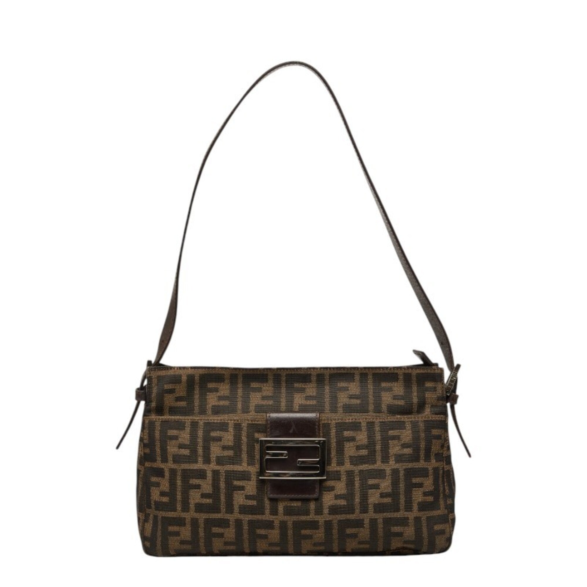 Fendi Brown Canvas Leather Shoulder Bag (Pre-Owned)