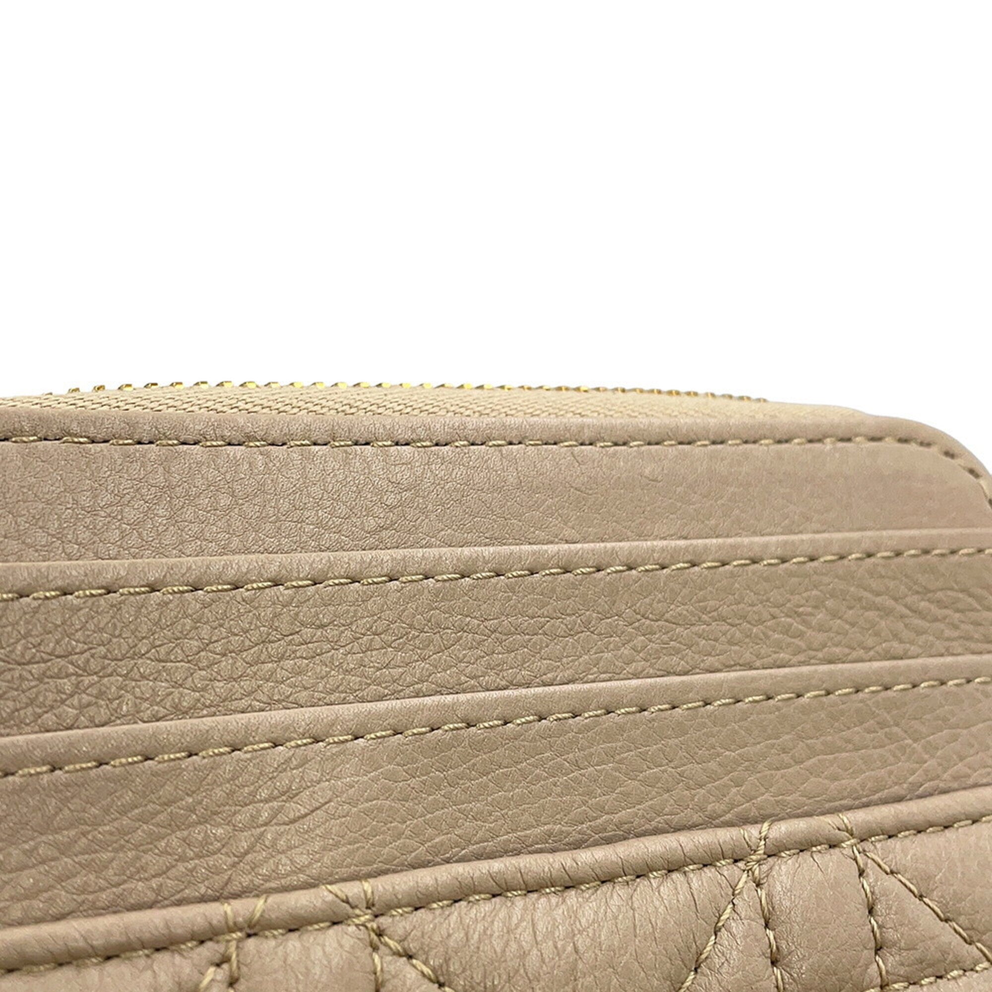 Christian Dior Beige Leather Coin Purse/Coin Case (Pre-Owned)