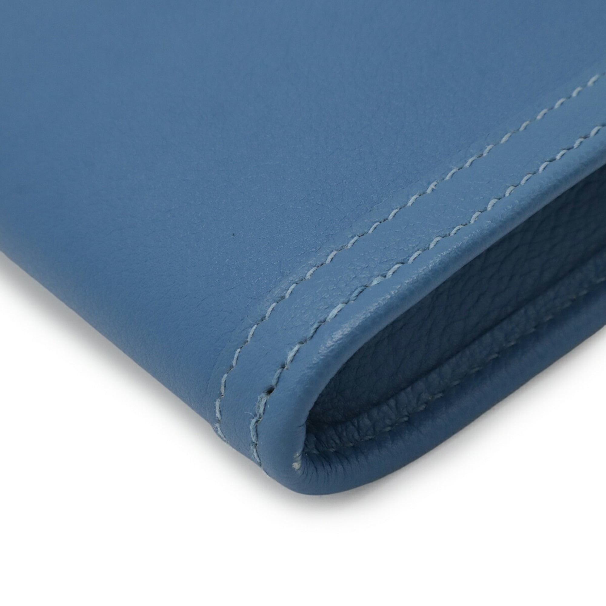 Hermes Jige Blue Leather Clutch Bag Handbag (Pre-Owned)
