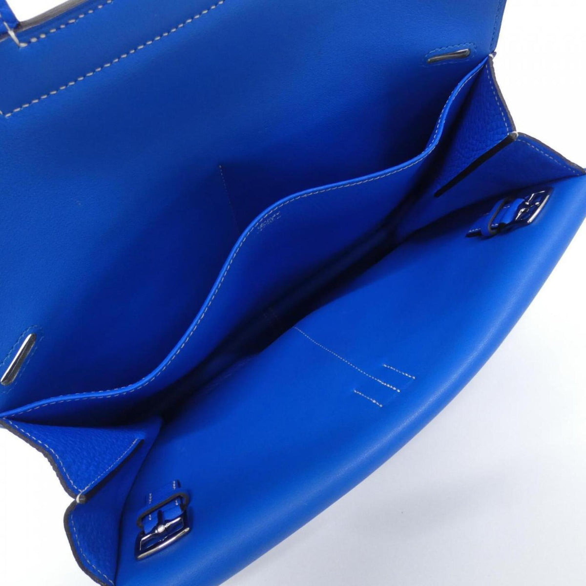 Hermes Blue Hydra Taurillon Clemence Leather Handbag (Pre-Owned)