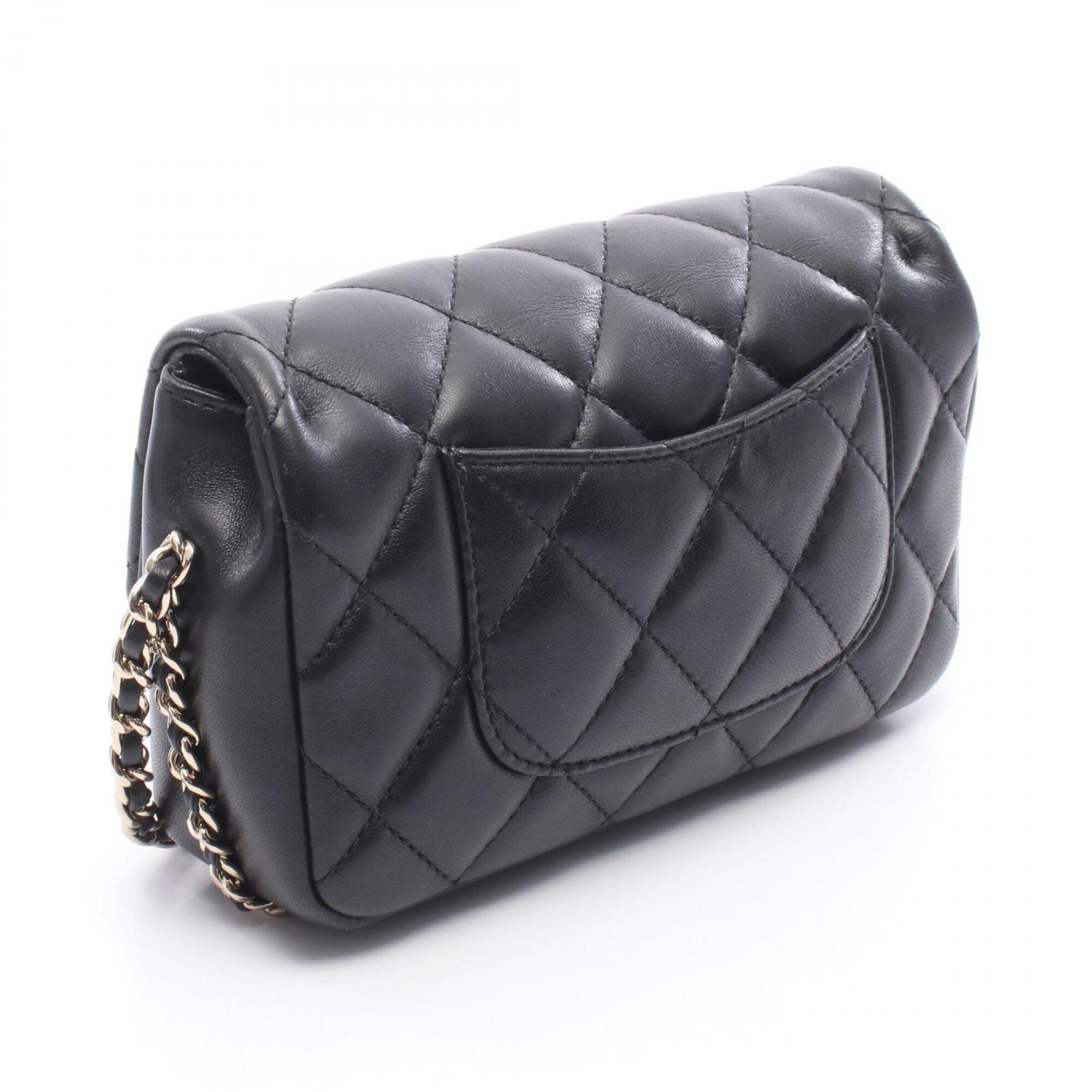 Chanel Black Leather Handbag Shoulder Bag (Pre-Owned)
