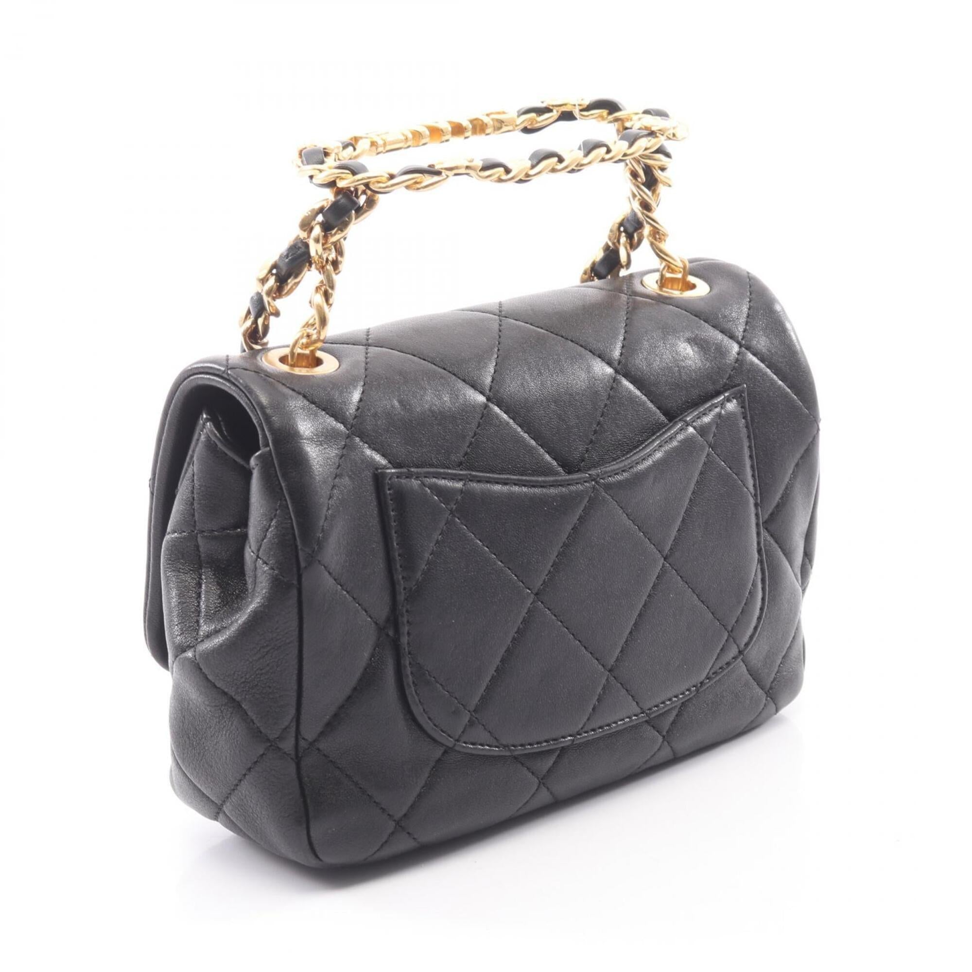 Chanel Black Leather Handbag Shoulder Bag (Pre-Owned)
