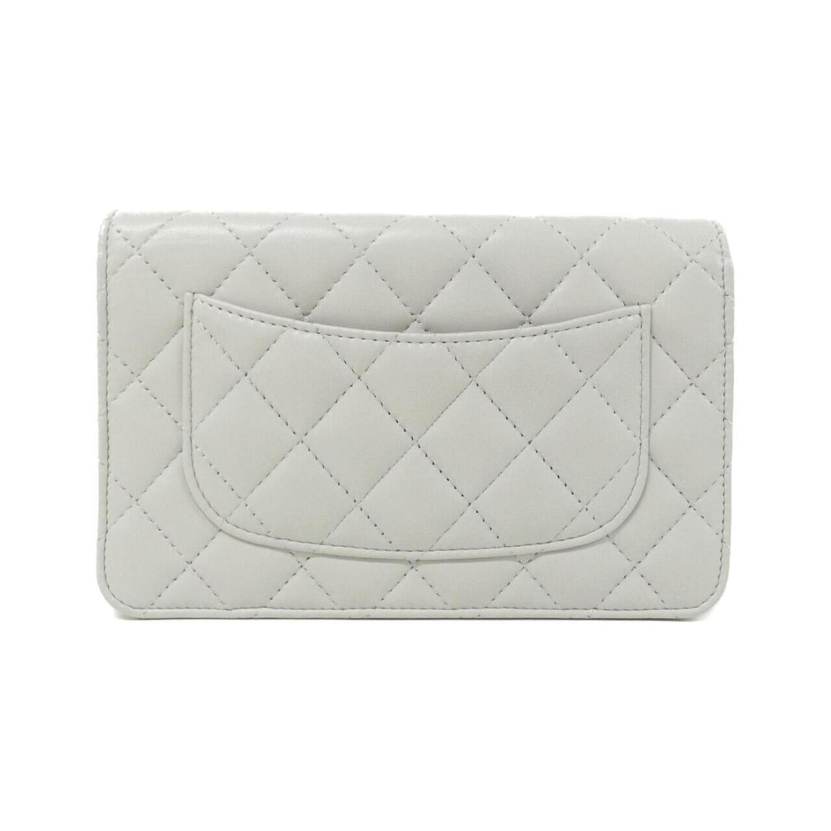 Chanel Gray Leather Chain/Shoulder Wallet (Pre-Owned)