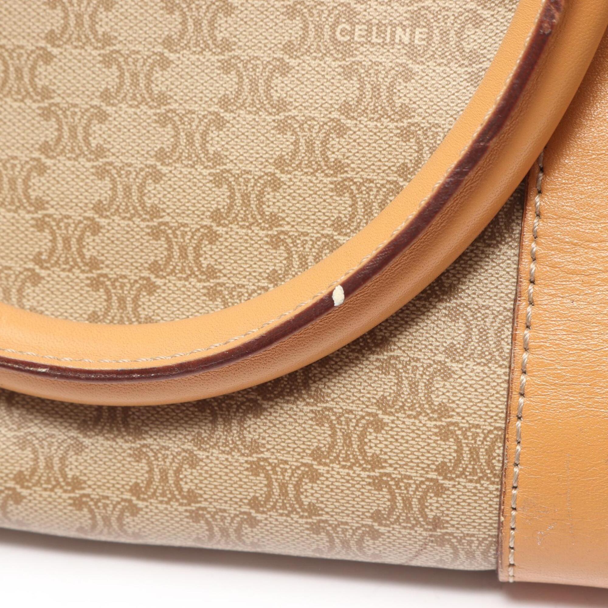 Celine Macadam Beige Brown Coated Canvas Handbag Tote Bag (Pre-Owned)