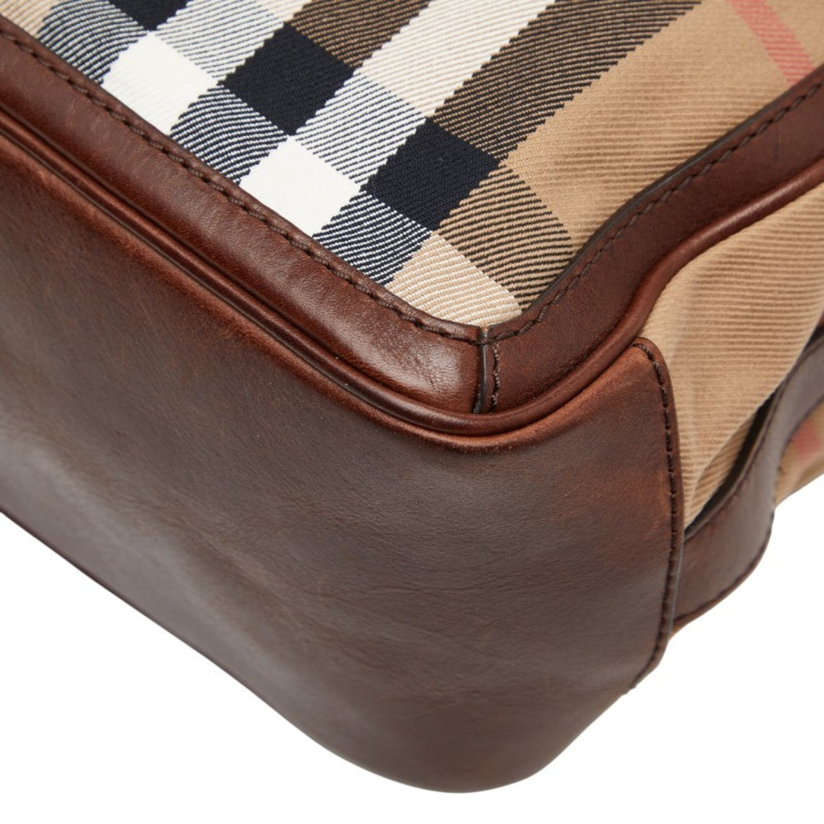 Burberry Brown Canvas Leather Messenger Bag Shoulder Bag (Pre-Owned)