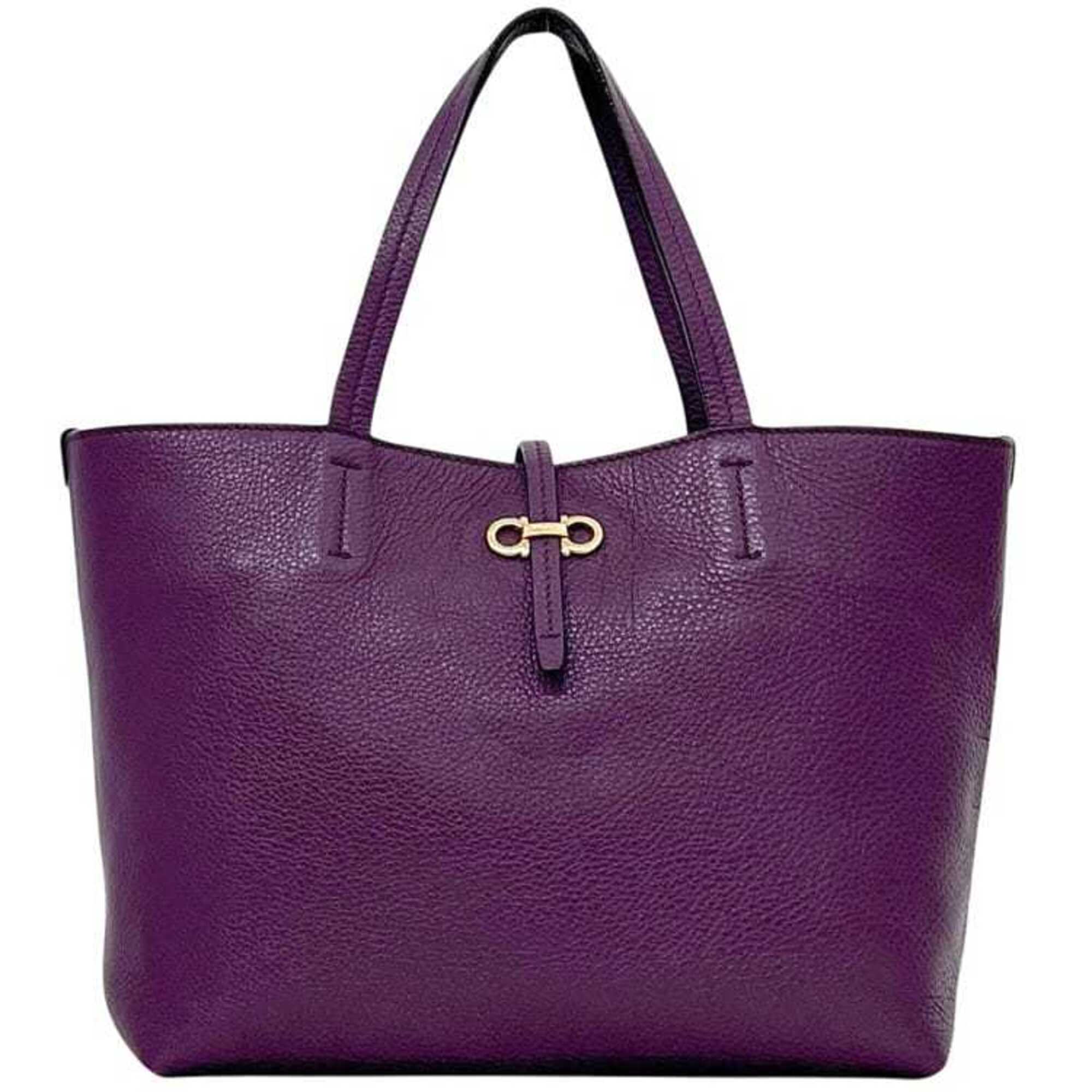 Salvatore Ferragamo Purple Leather Tote Bag (Pre-Owned)