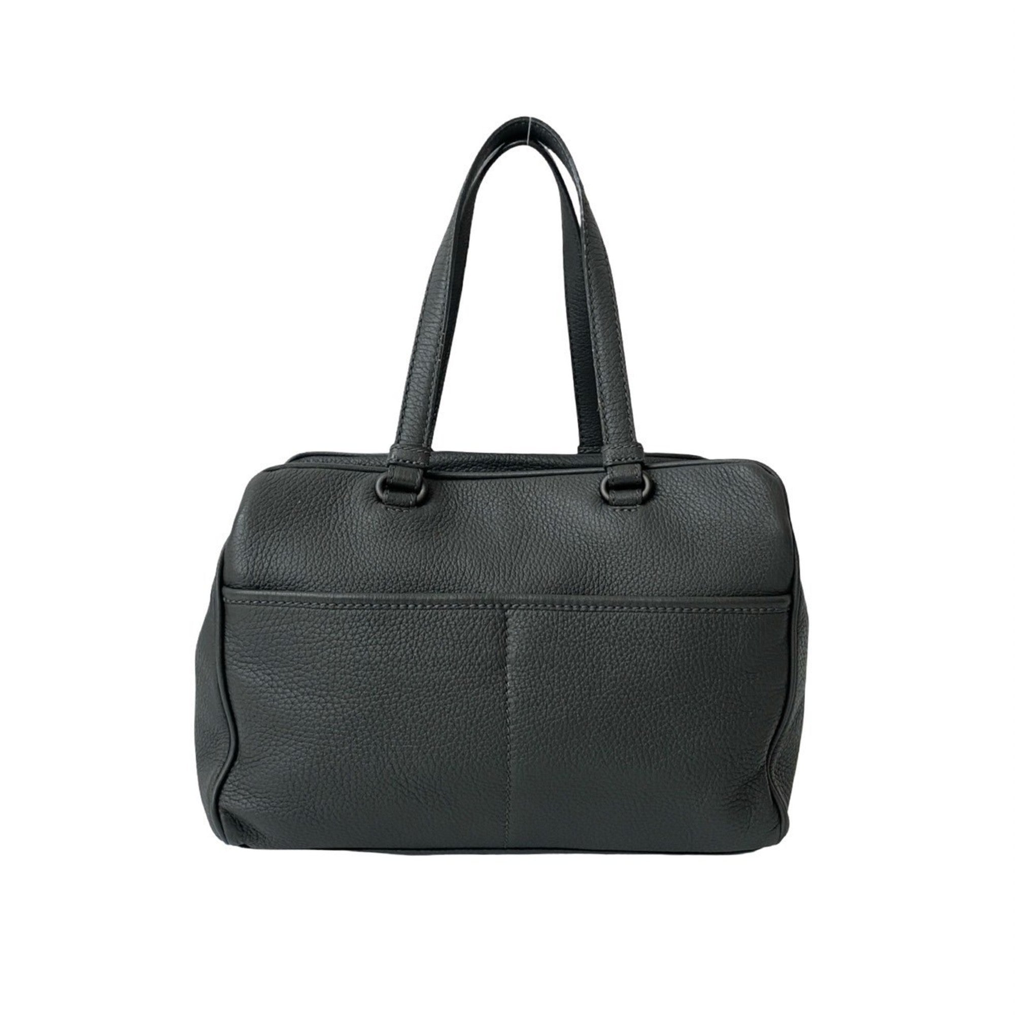 Bottega Veneta Gray Leather Handbag (Pre-Owned)