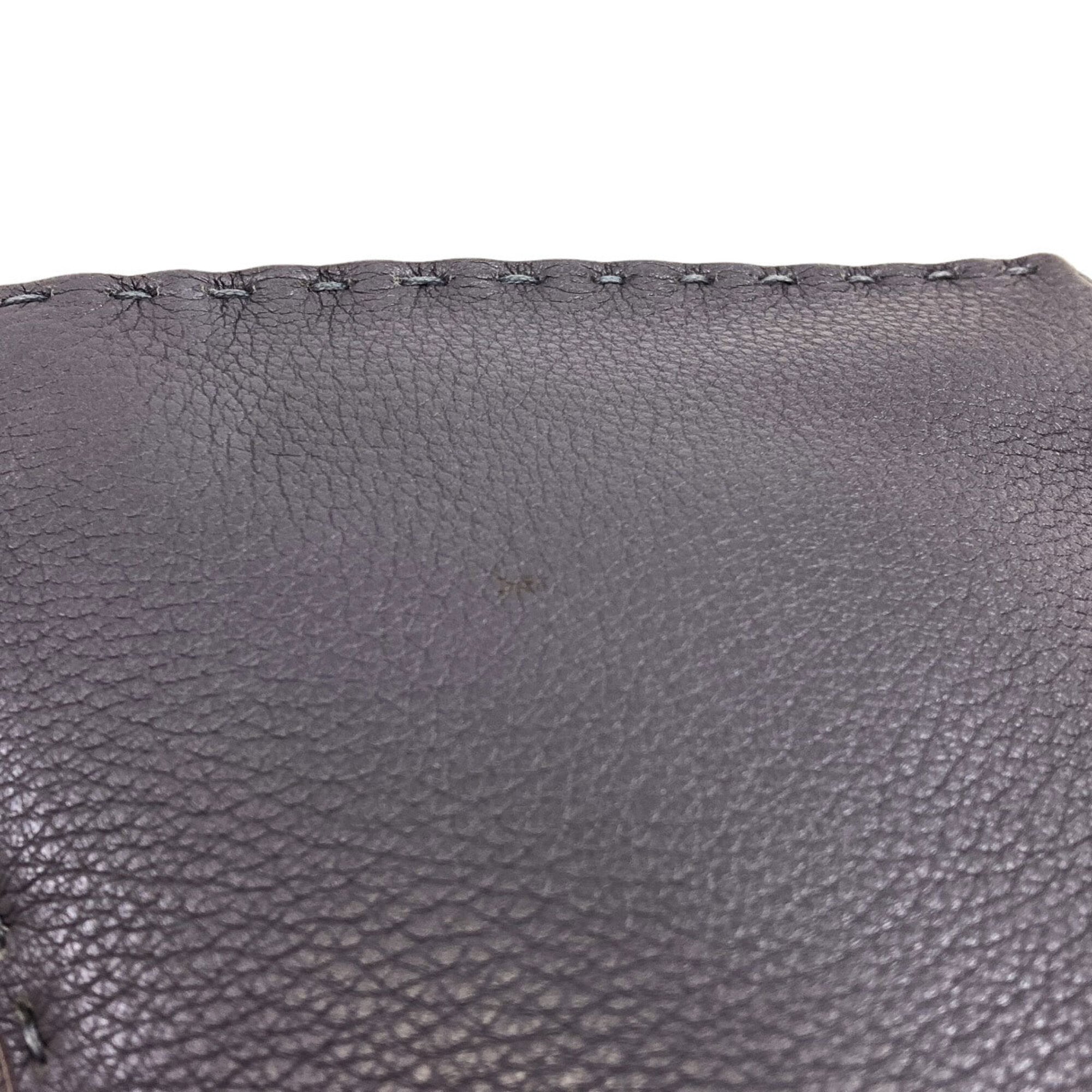Fendi Selleria Gray Leather Handbag (Pre-Owned)