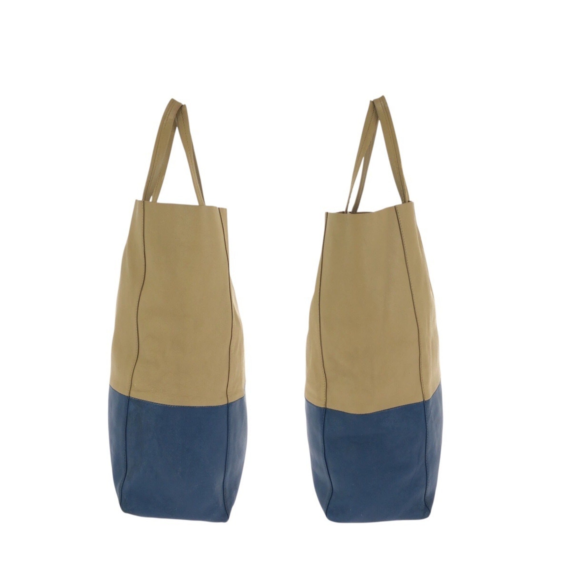 Celine Beige Blue Leather Tote Bag (Pre-Owned)
