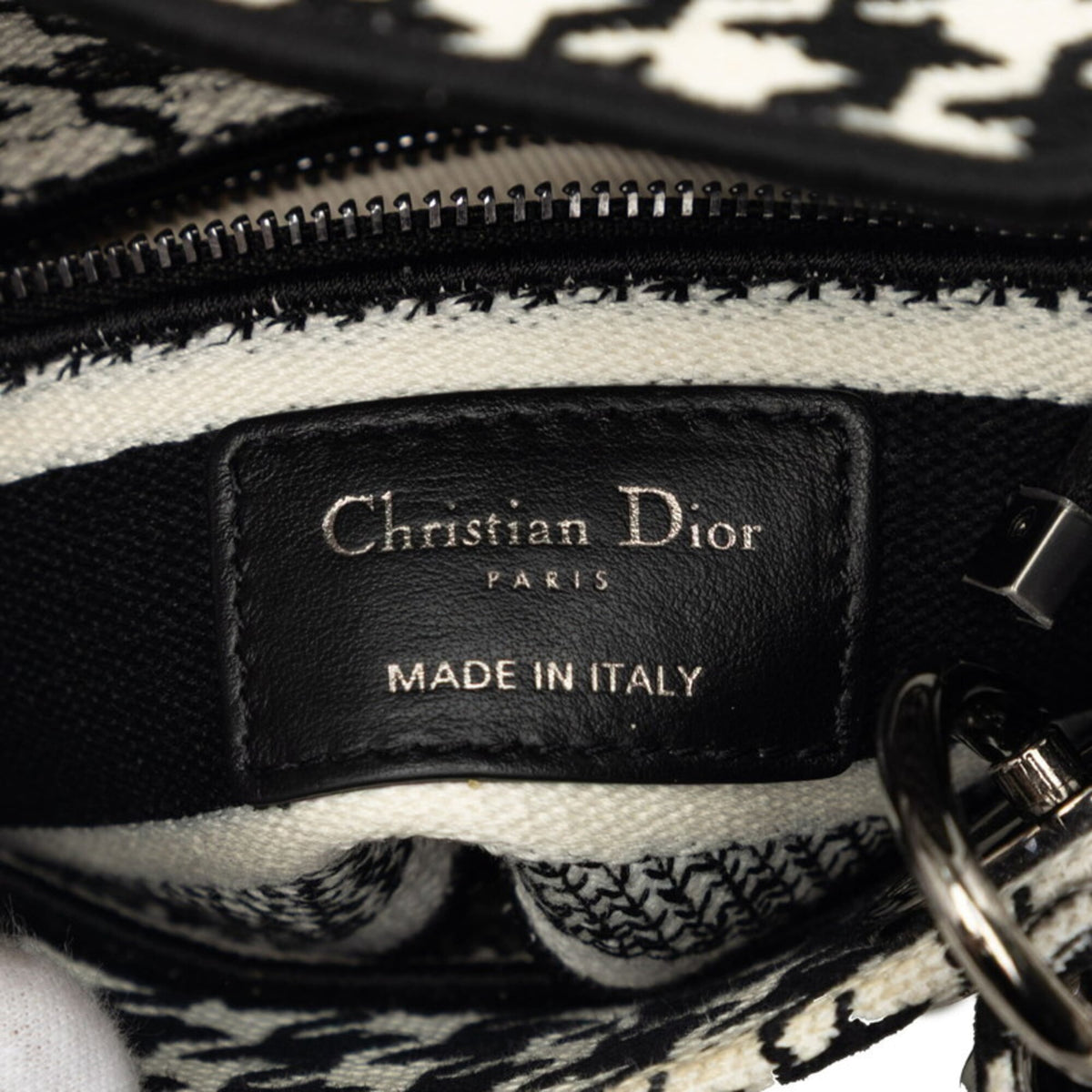 Christian Dior Black White Canvas Handbag Shoulder Bag (Pre-Owned)