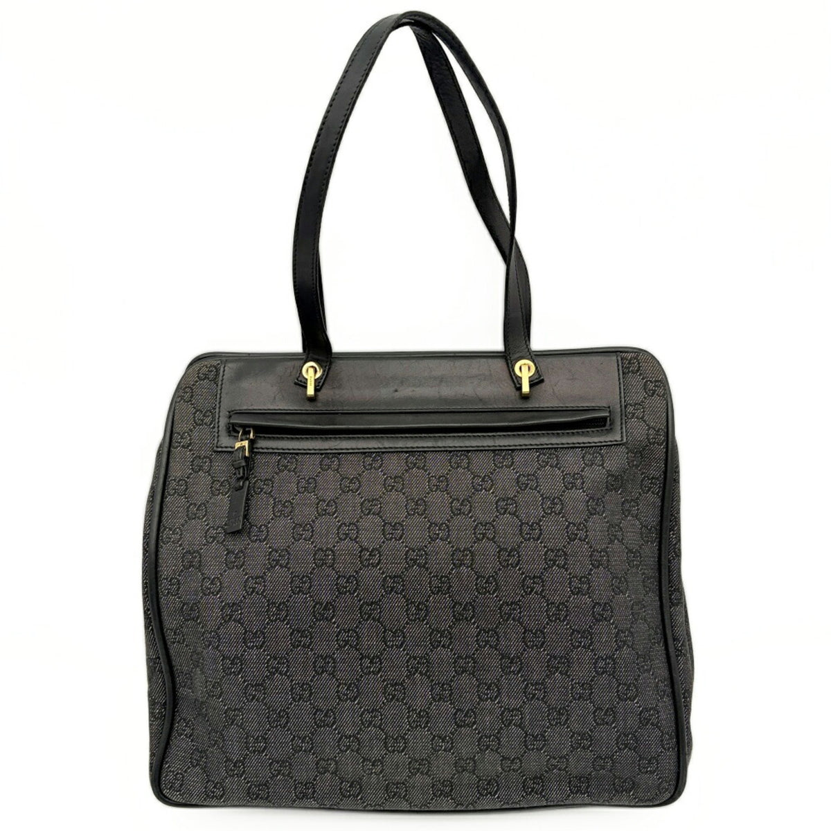 Gucci Black Canvas Leather Tote Bag (Pre-Owned)