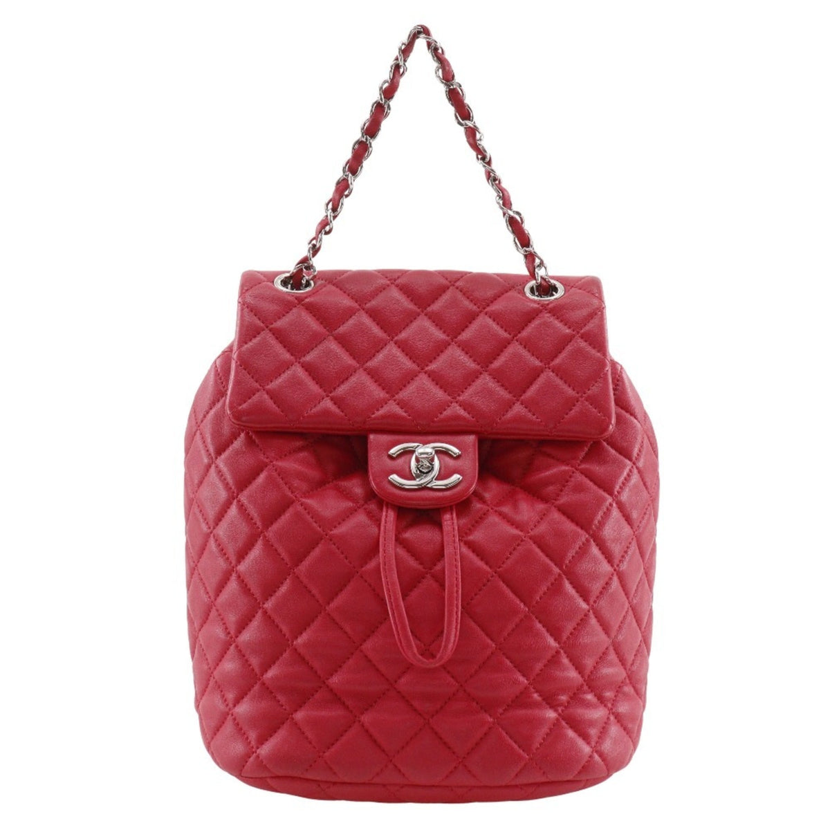 Chanel Matelasse Red Color Leather Backpack (Pre-Owned)