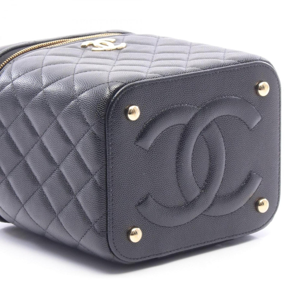 Chanel Black Grained Calfskin Handbag Shoulder Bag (Pre-Owned)