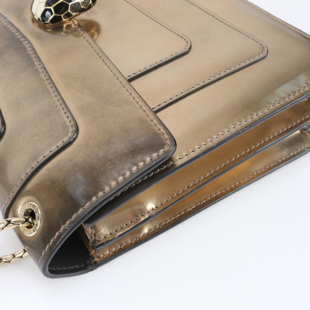 Bvlgari Metallic Bronze Leather Handbag Shoulder Bag (Pre-Owned)