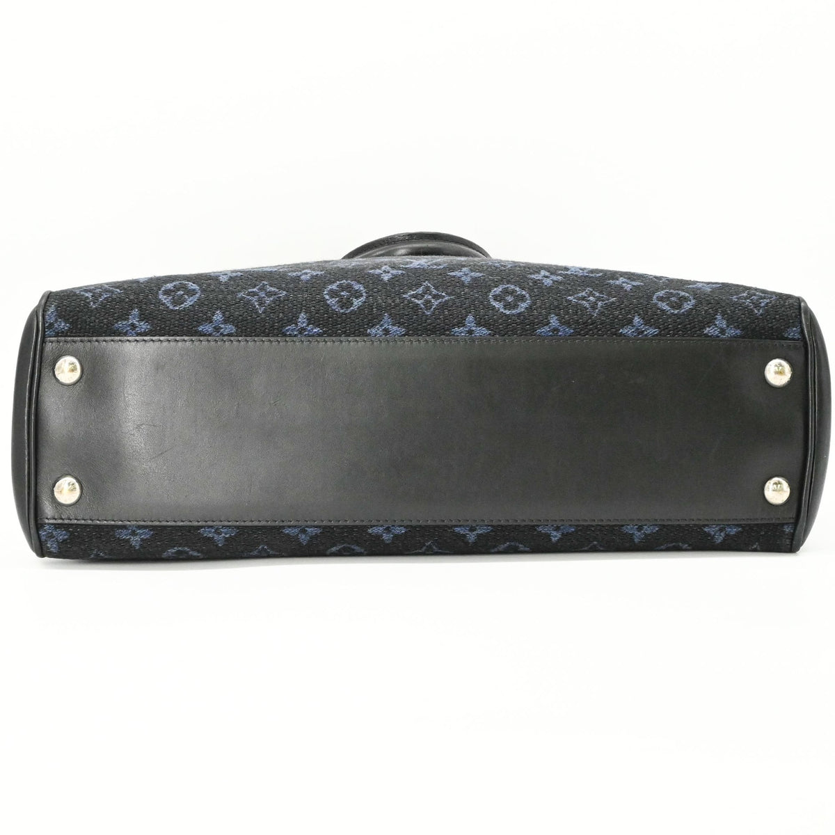 Louis Vuitton Black Navy Jacquard Leather Pouch Tote Bag (Pre-Owned)