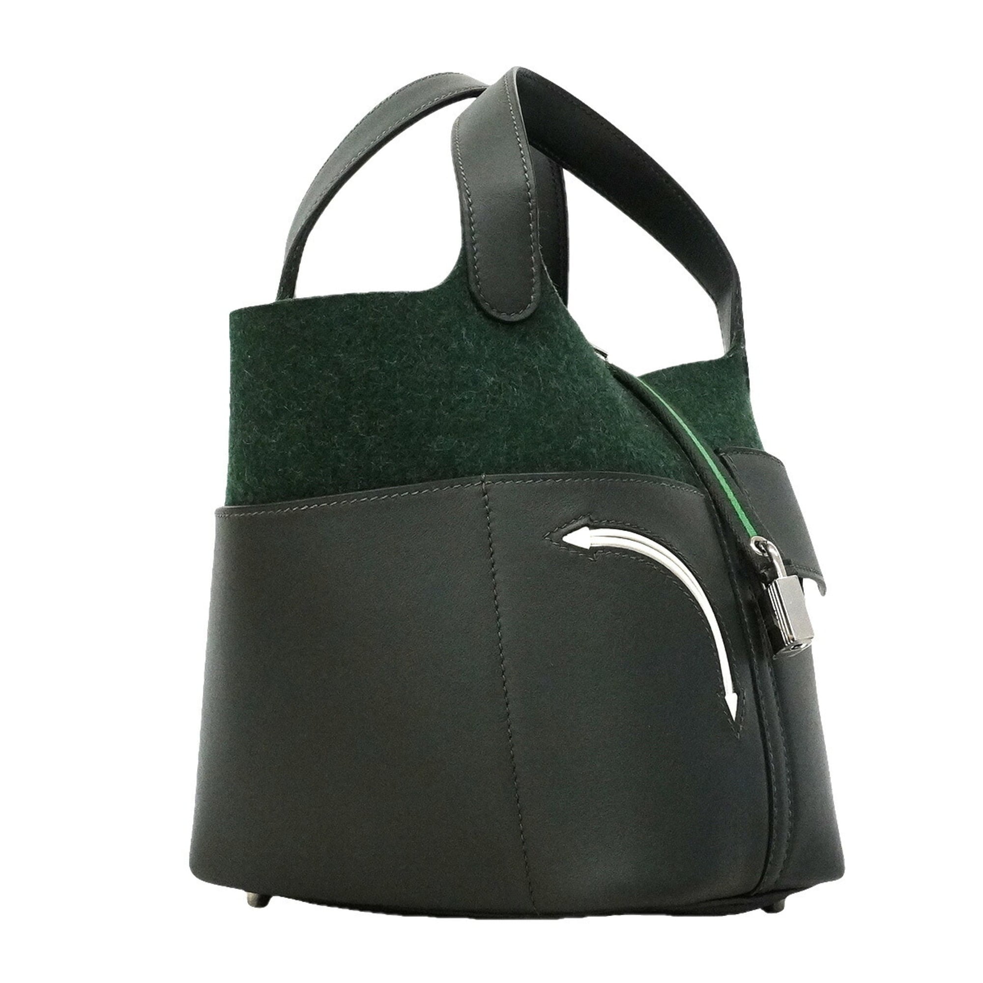 Hermes Vert Fonce Felt Swift Leather Handbag (Pre-Owned)