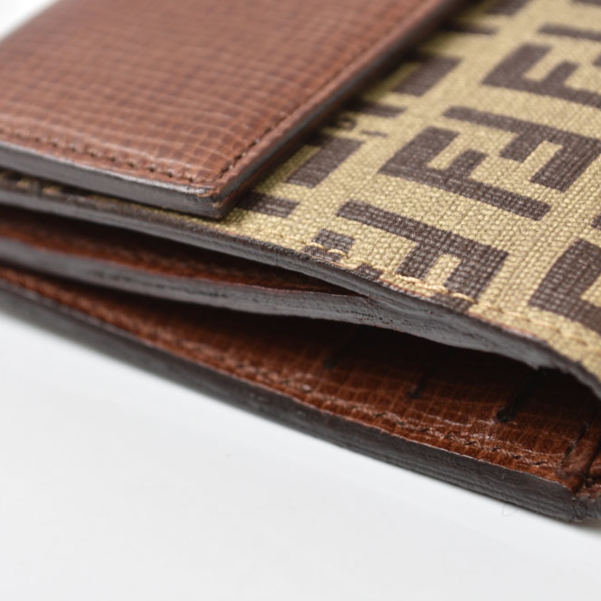 Fendi Beige Brown Brown Pvc Leather Wallet (Bi-Fold) (Pre-Owned)