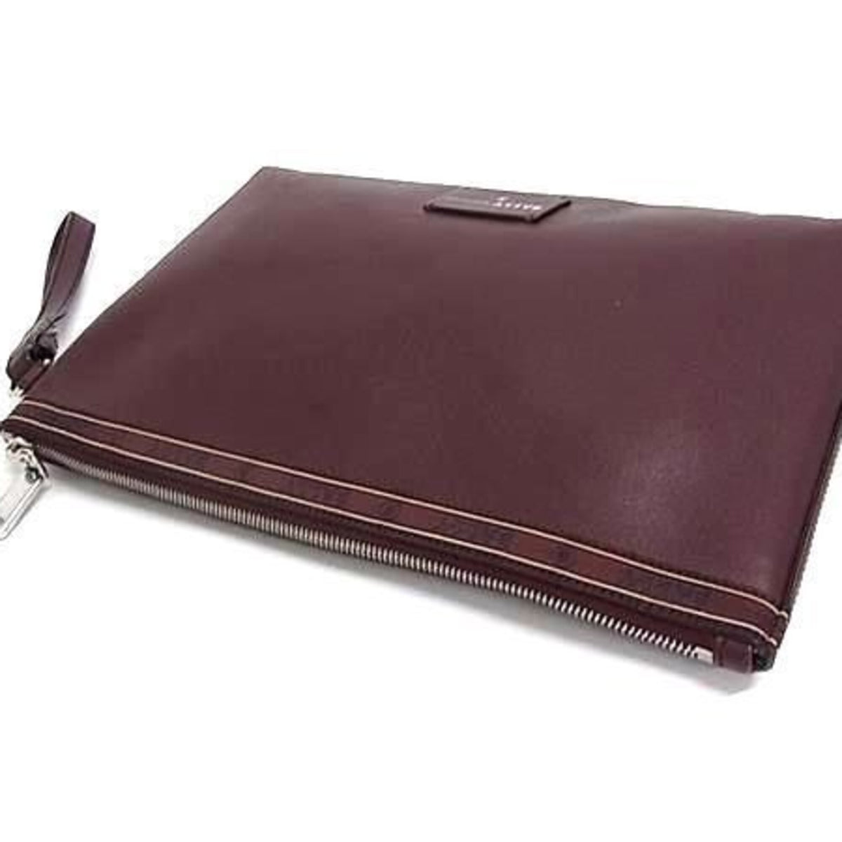 Bally Bordeaux Leather Clutch Bag (Pre-Owned)