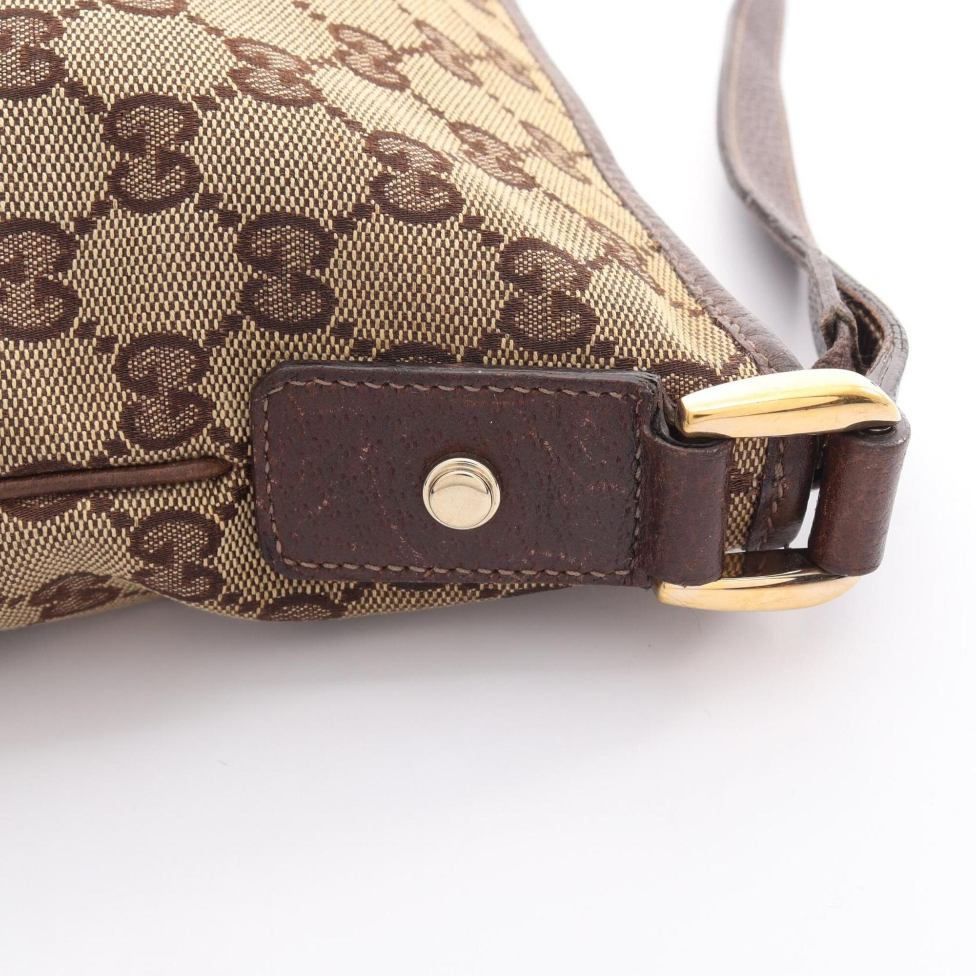 Gucci Beige Brown Canvas Leather Handbag Shoulder Bag (Pre-Owned)