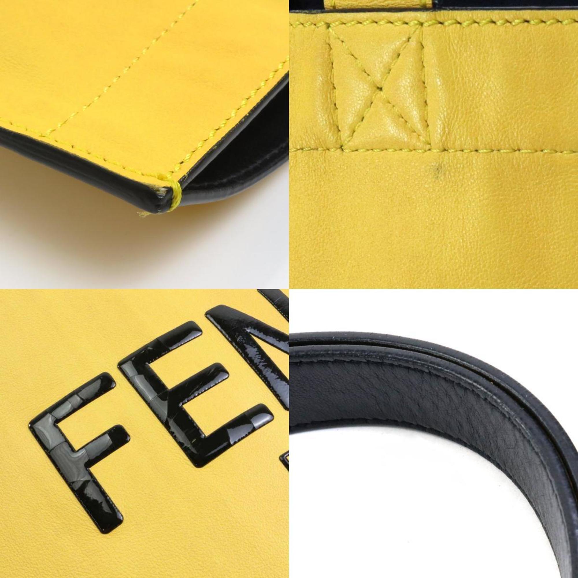 Fendi Black Yellow Leather Shoulder Bag Tote Bag (Pre-Owned)