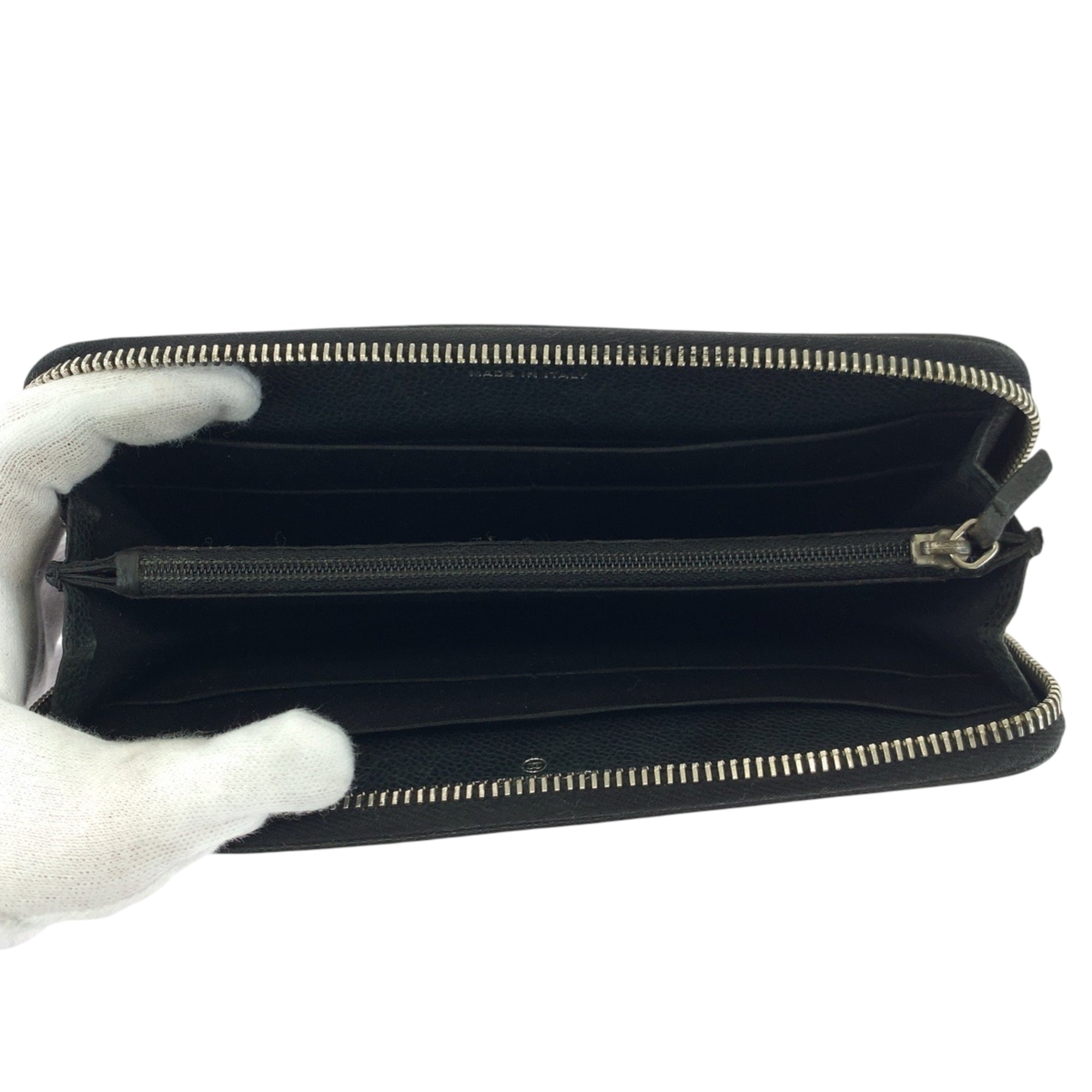 Chanel Black Grained Calfskin Long Wallet (Bi-Fold) (Pre-Owned)