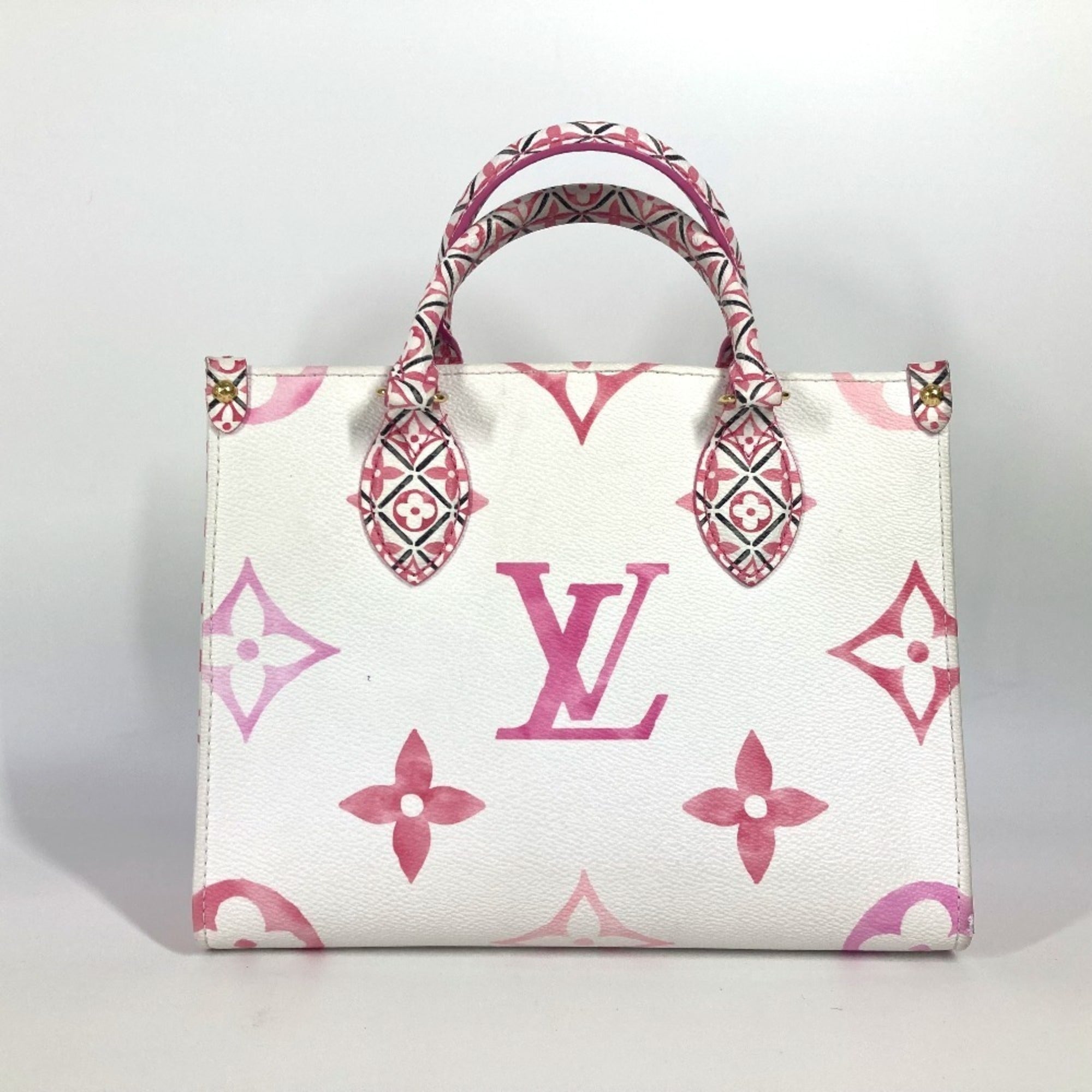 Louis Vuitton Pink White Monogram Handbag Shoulder Bag Tote Bag (Pre-Owned)