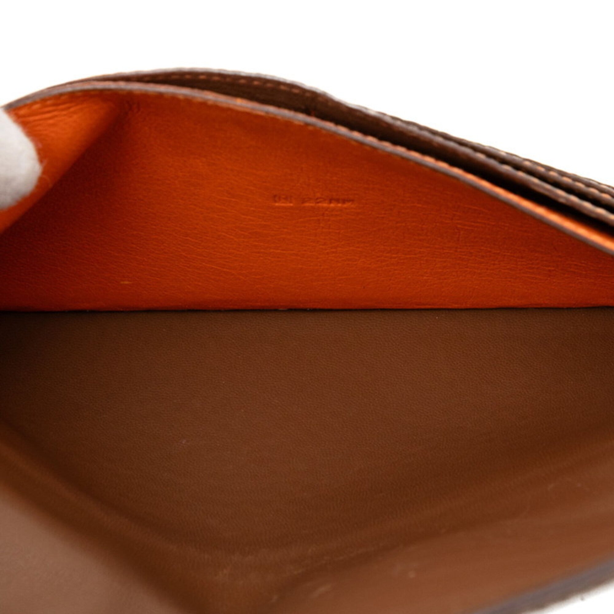 Hermes Brown Taurillon Clemence Leather Long Wallet (Bi-Fold) (Pre-Owned)