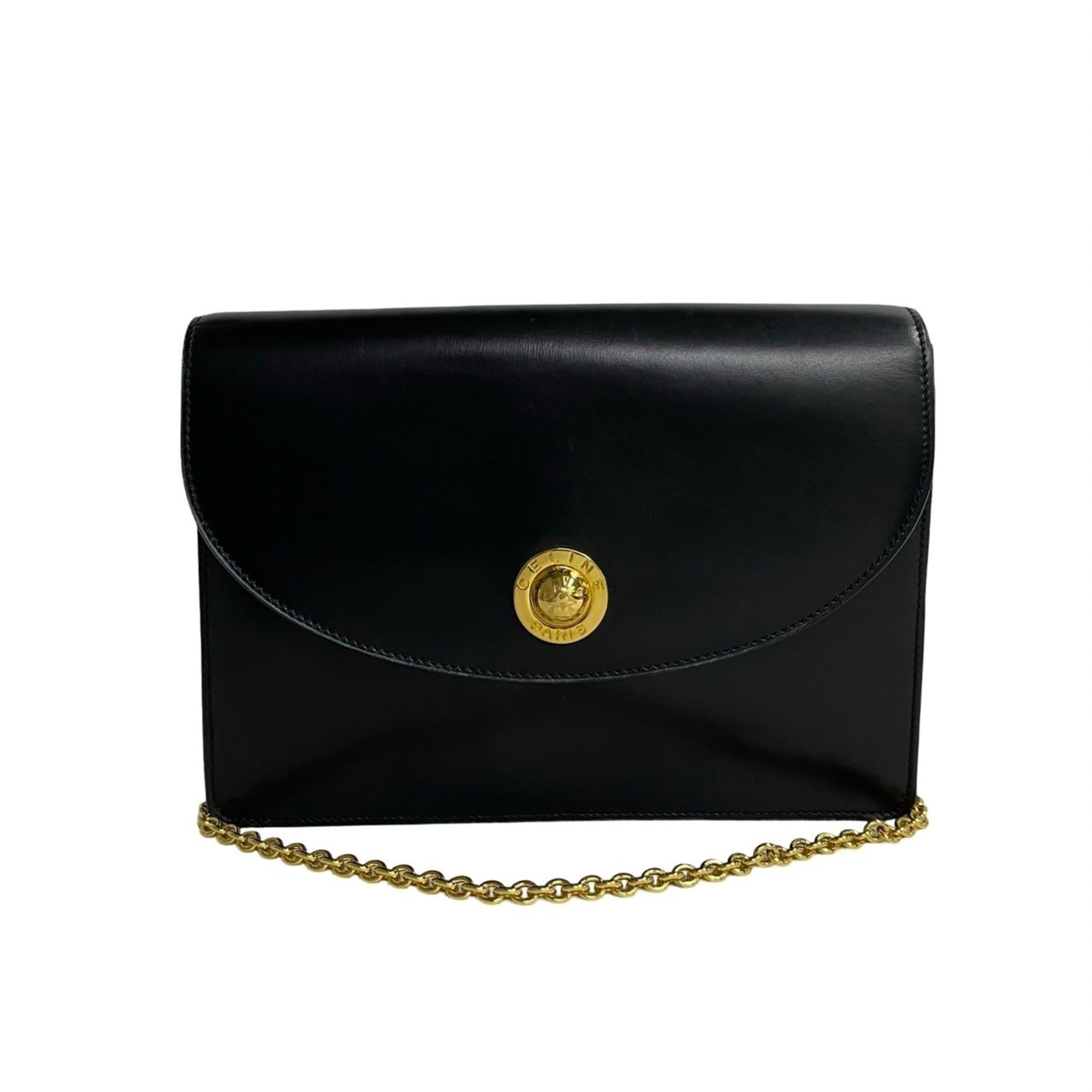 Celine Black Leather Pochette Shoulder Bag (Pre-Owned)