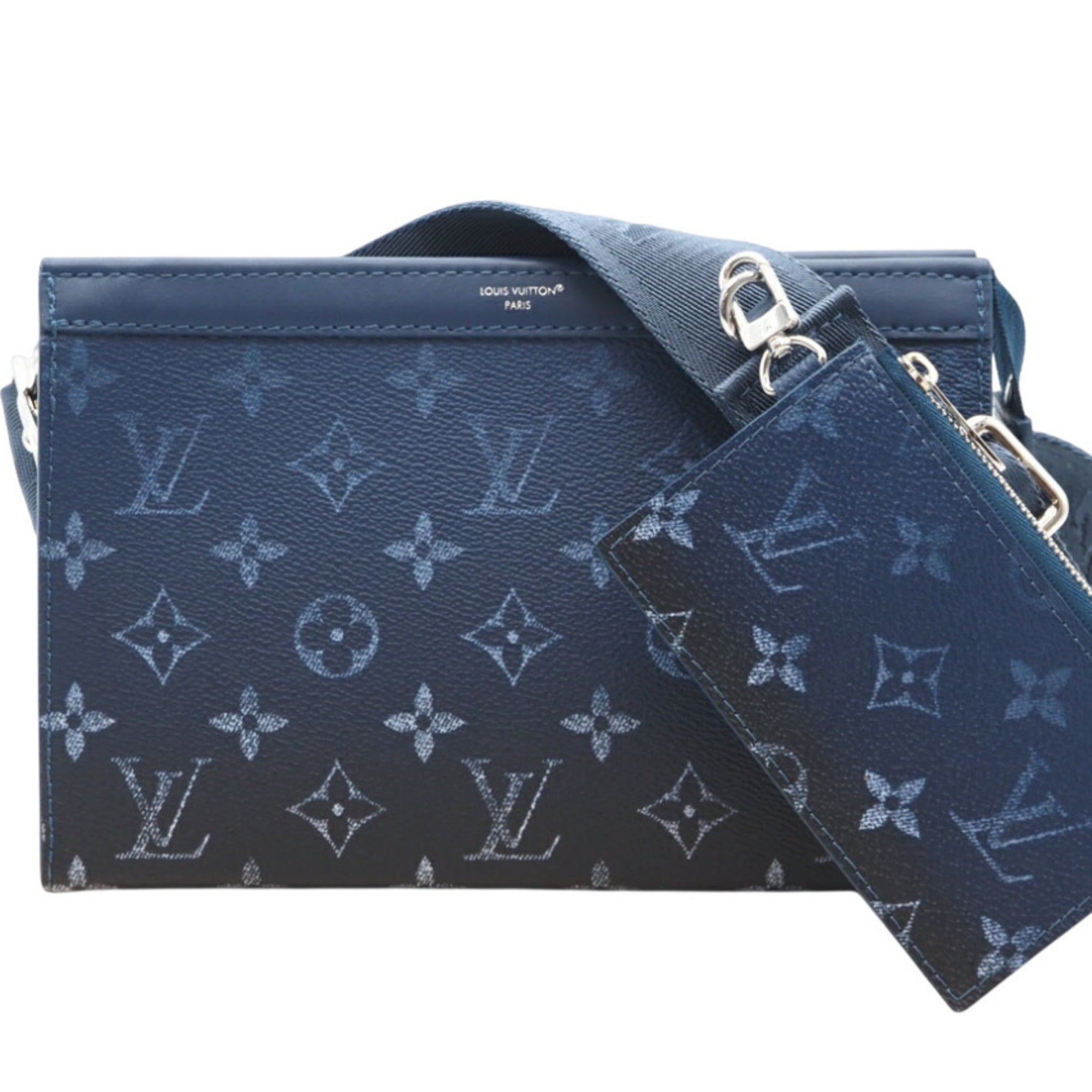 Louis Vuitton Blue Navy Coated Canvas Shoulder Bag (Pre-Owned)