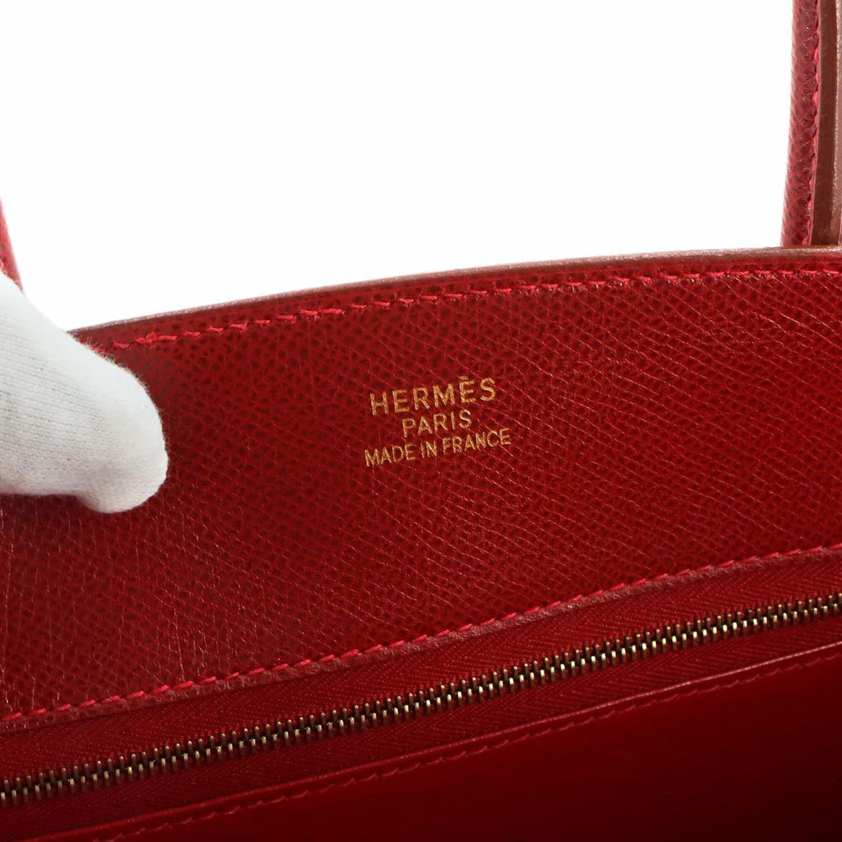 Hermes Red Color Lisse Leather Handbag Tote Bag (Pre-Owned)