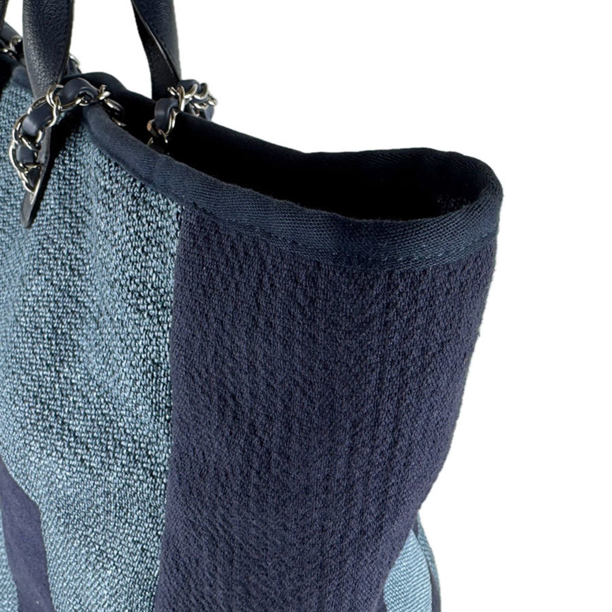 Chanel Blue Raffia Canvas Shoulder Bag Tote Bag (Pre-Owned)