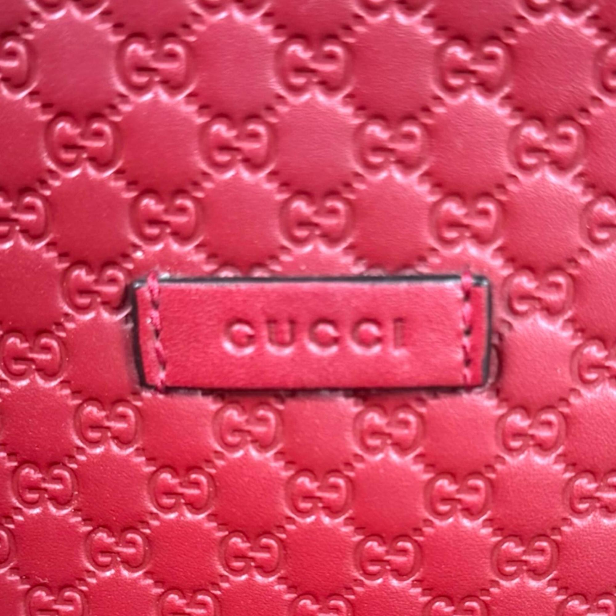 Gucci Red Color Leather Handbag Shoulder Bag (Pre-Owned)