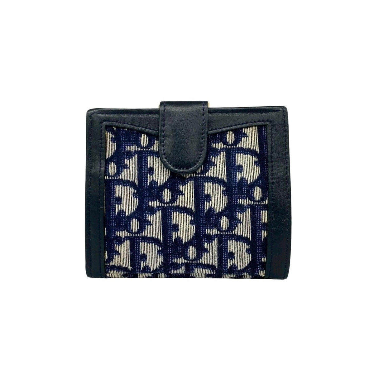 Christian Dior Navy Canvas Leather Wallet (Bi-Fold) (Pre-Owned)