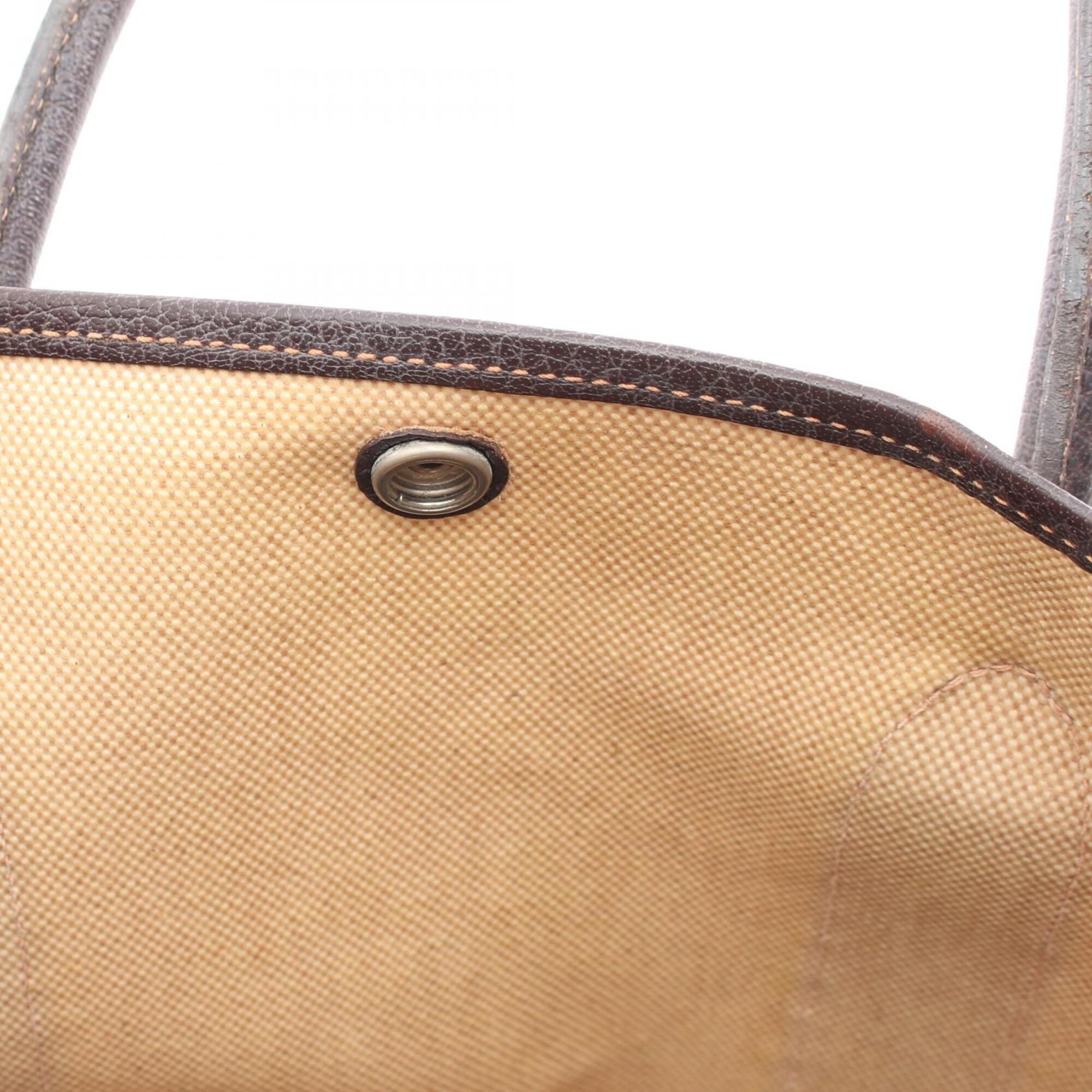 Hermes Brown Ivory Toile H Buffalo Leather Handbag Tote Bag (Pre-Owned)
