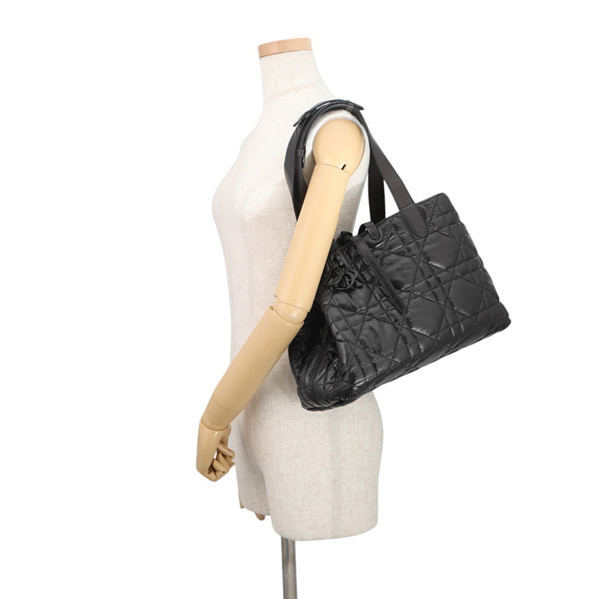 Christian Dior Black Leather Handbag Pouch Tote Bag (Pre-Owned)