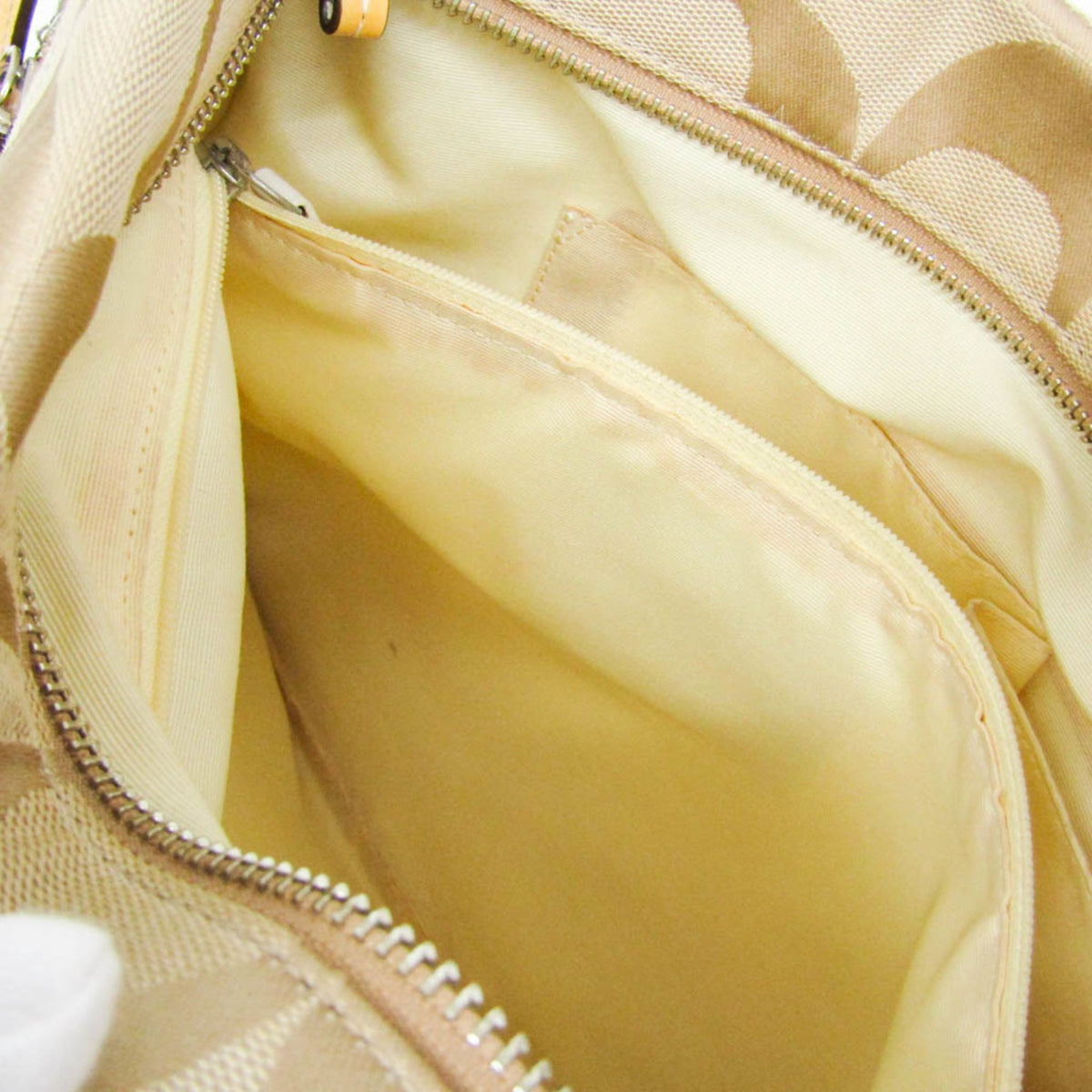 Coach Signature Light Beige Canvas Leather Shoulder Bag (Pre-Owned)