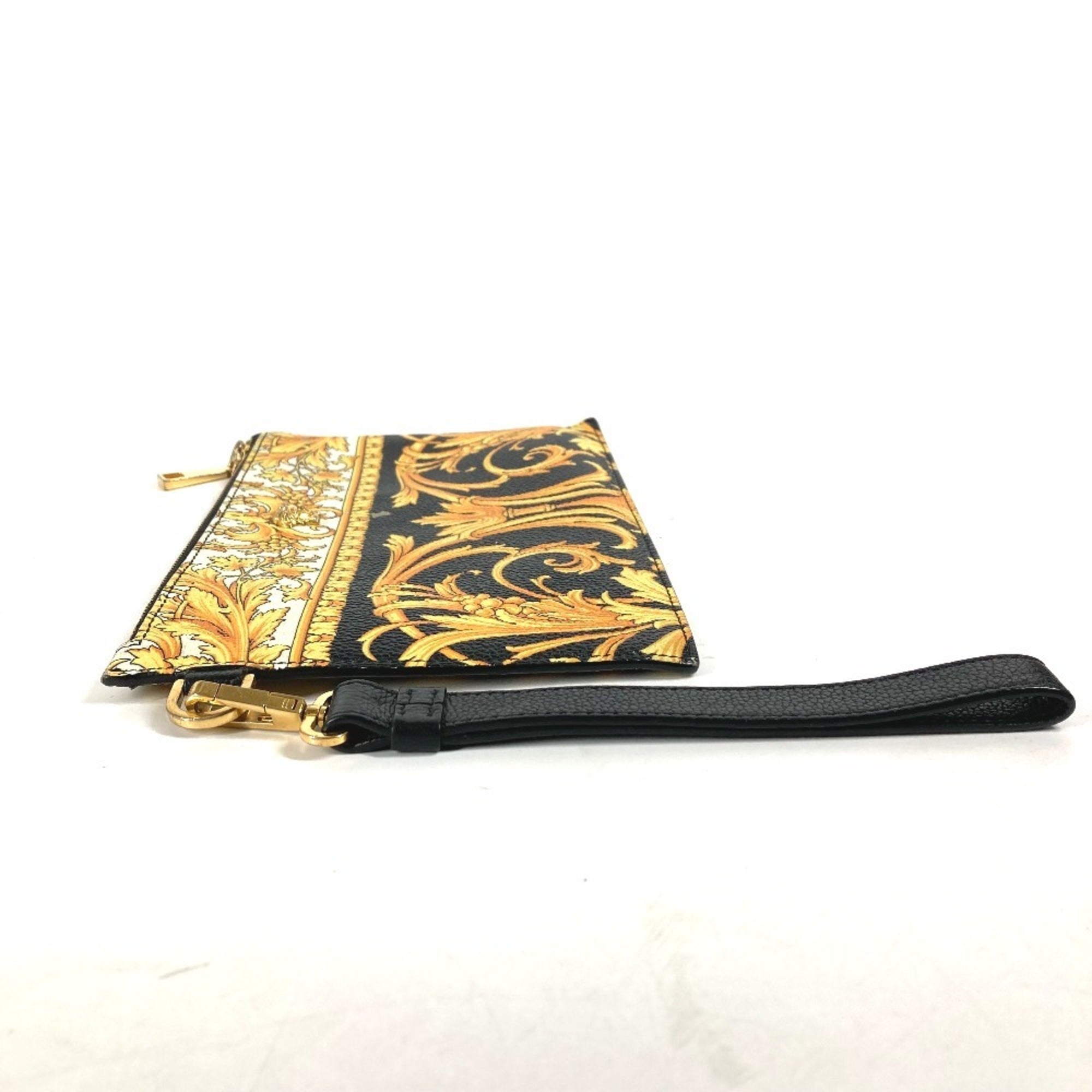 Versace Black Yellow Leather Clutch Bag Pouch (Pre-Owned)